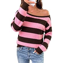 EVALESS Womens Off The Shoulder Sweaters Oversized Knit Pullover Tops
