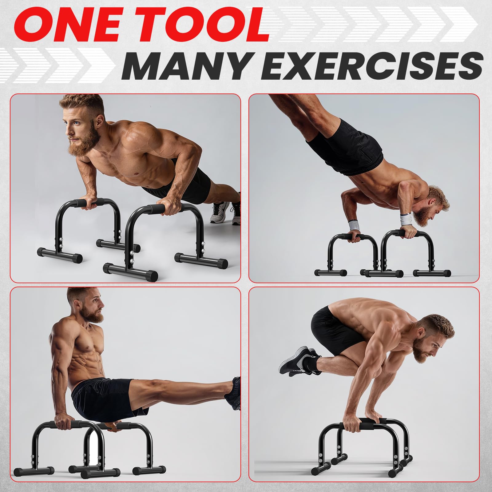 FUNFLEX Poręcze Do Handstandu Parallettes Ze Stali Do Pompek Dip Calisthenics Z Antypoślizgowymi Uchwytami Sprzęt Treningowy Do Ćwiczeń W Domu Na Zewnątrz Idealny Do Treningu Siłowego Streetworkoutu