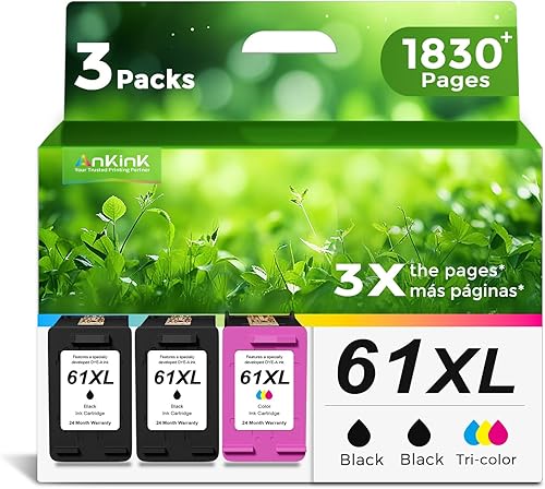 Paquete de 3 cartuchos de tinta 61XL compatibles con HP 61 XL (2 negros 1 tricolores) para HP61XL Combo para HP61 para 5530 4500 2540 4630 4501 4502