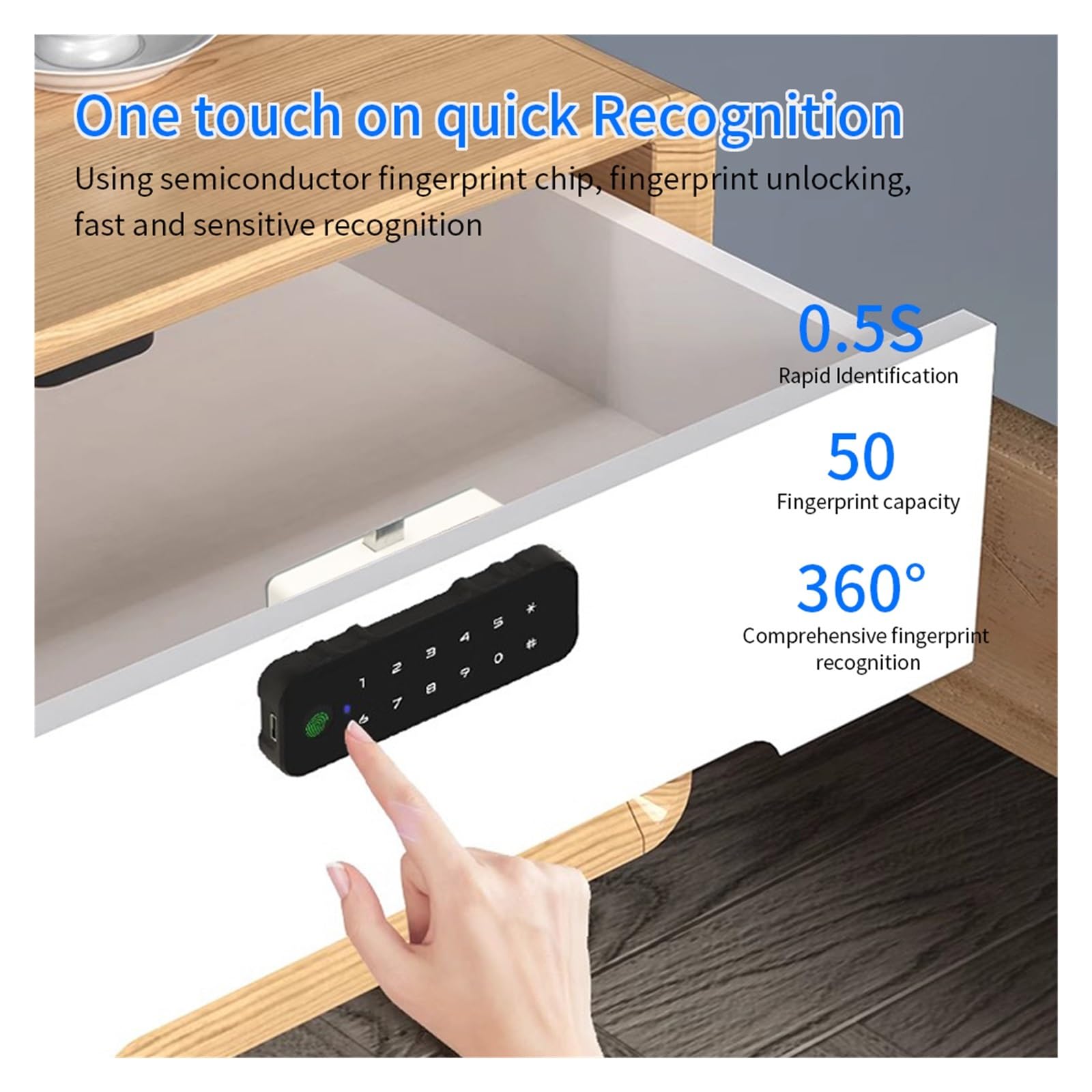 Cerradura de puerta inteligente, Cerradura electrónica de monitoreo remoto Bluetooth con cerradura de huella digital de gabinete de madera inteligente(01)
