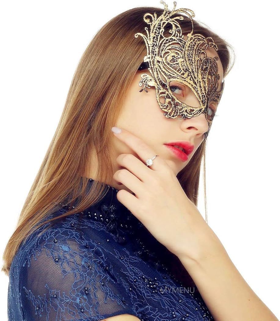 Masquerade Mask for Women Vintage Luxury Mask Women's Lace Eye Mask For Masquerade Party Prom Ball Halloween (Phoenix Gold) : Clothing, Shoes & Jewelry