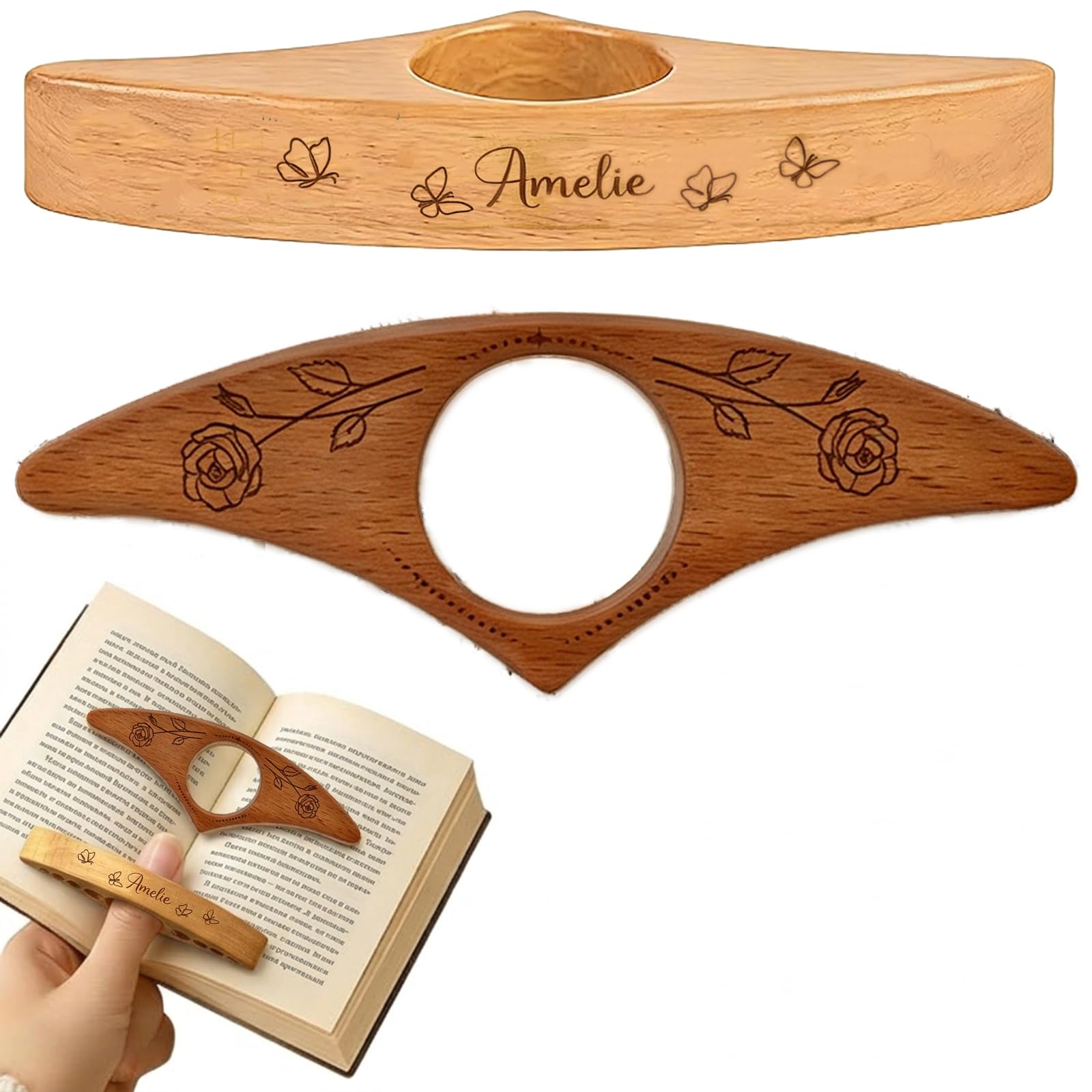 Personalised Wooden Book Page Holder with Text/Logo,Thumb Book Page Holders