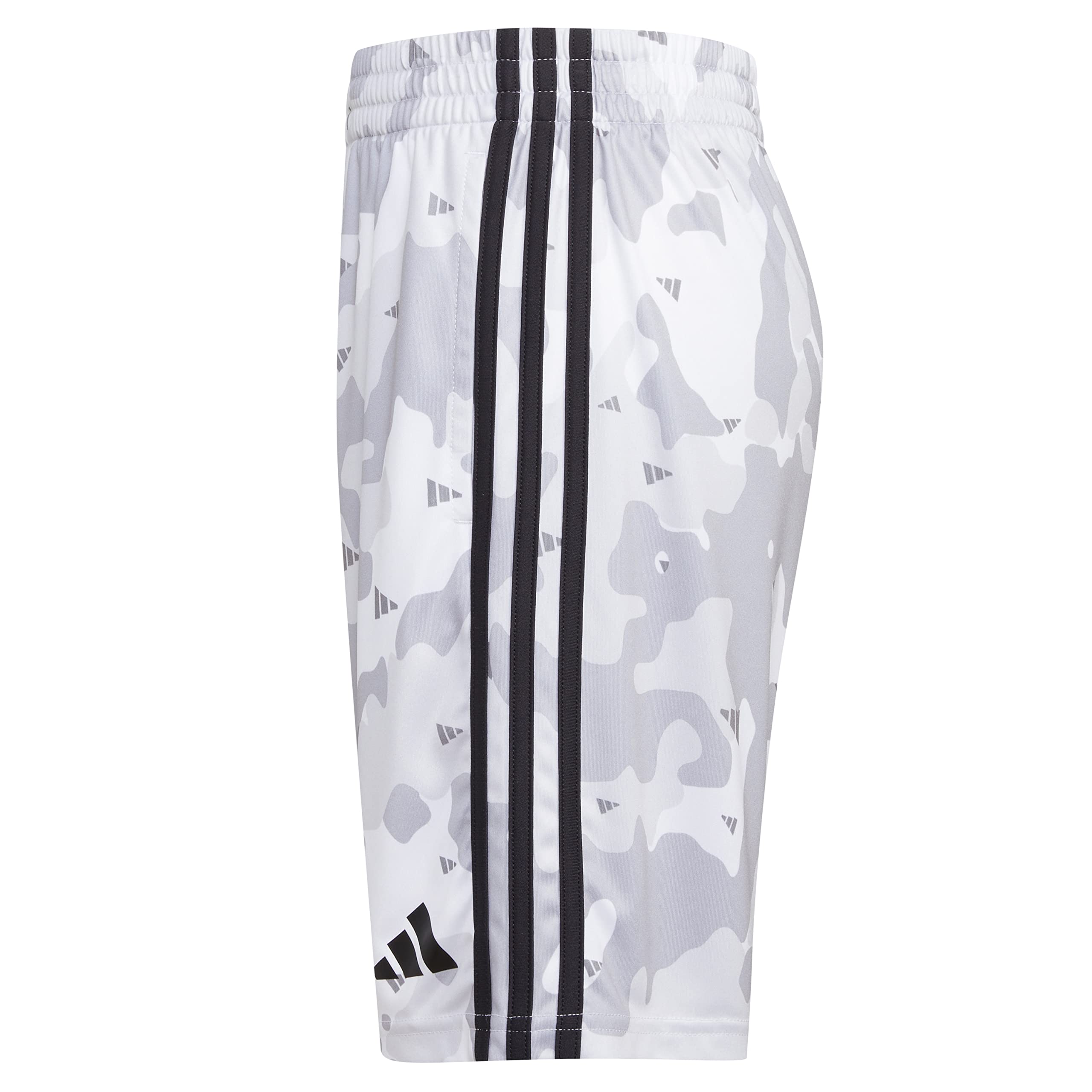 adidas Boys' Little AEROREADY Elastic Waistband Camo Shorts, White, 4