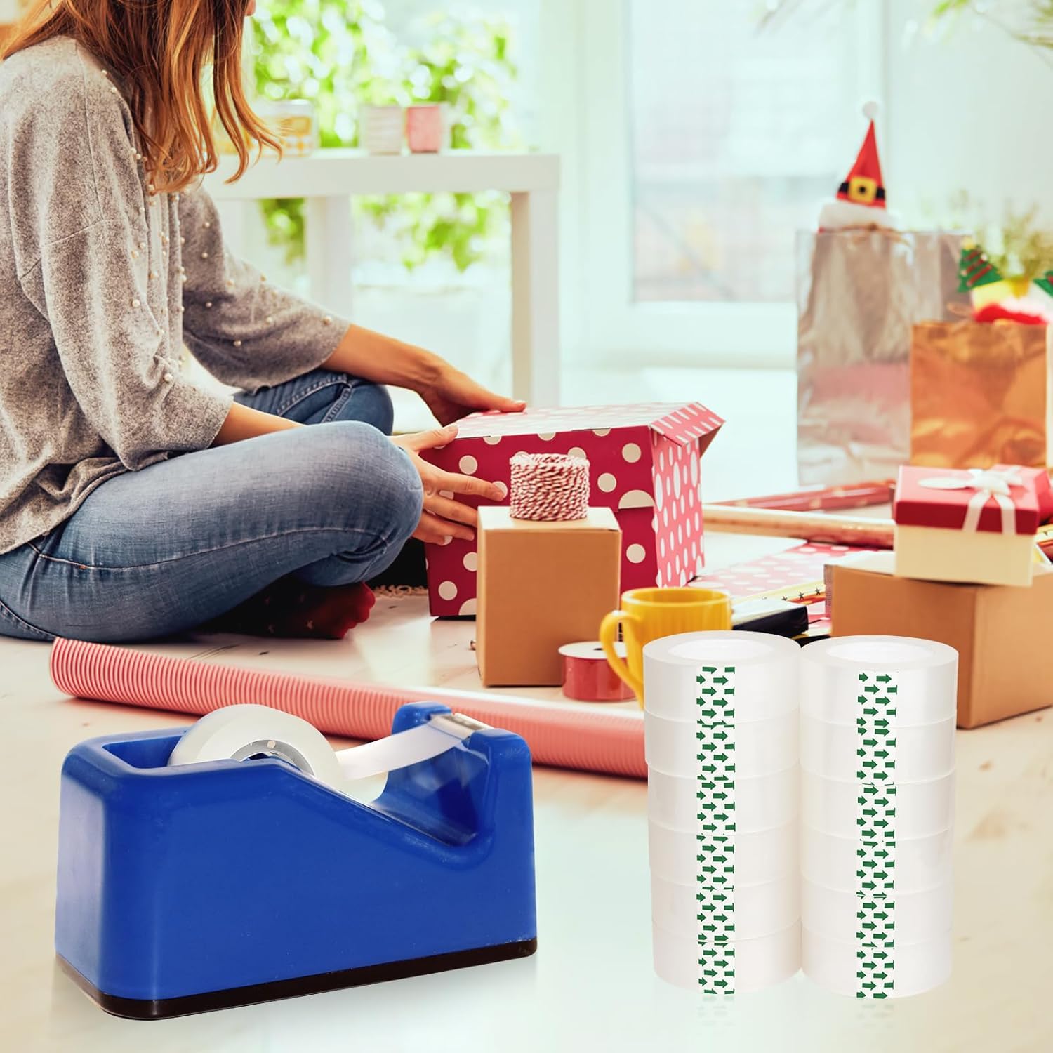 JACMD 12 Rollen transparentes Klebeband, 1,9 x 2,286 cm, Allzweck-Klebeband für Büro, Zuhause, Schule, Verpackung und Geschenkverpackungen