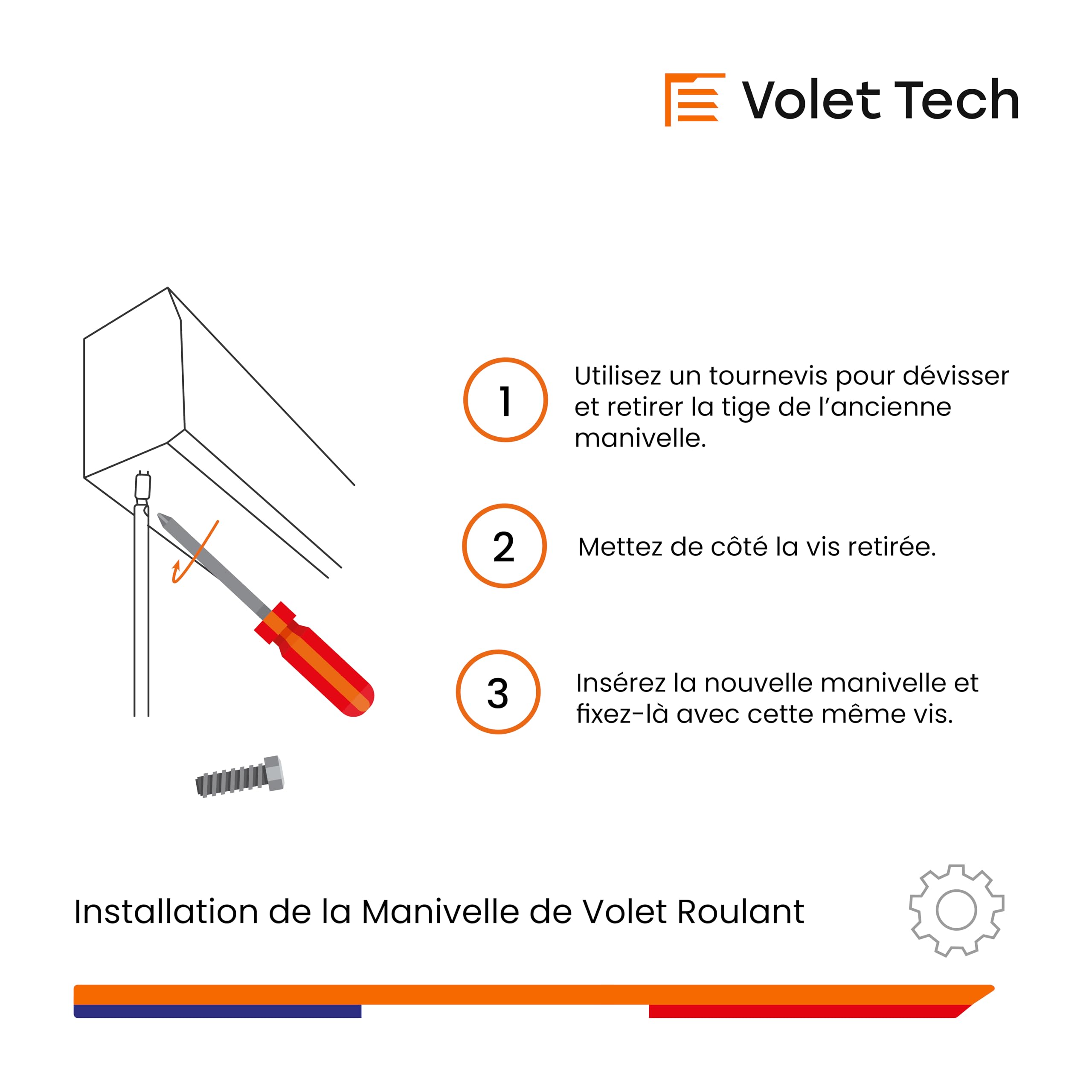 Manivelle Blanche Complète de 1300mm pour Volet Roulant - Manivelle ZF avec Tringle de Ø9,4/12mm pour Store ou Volet Roulant Manuel - Qualité Française
