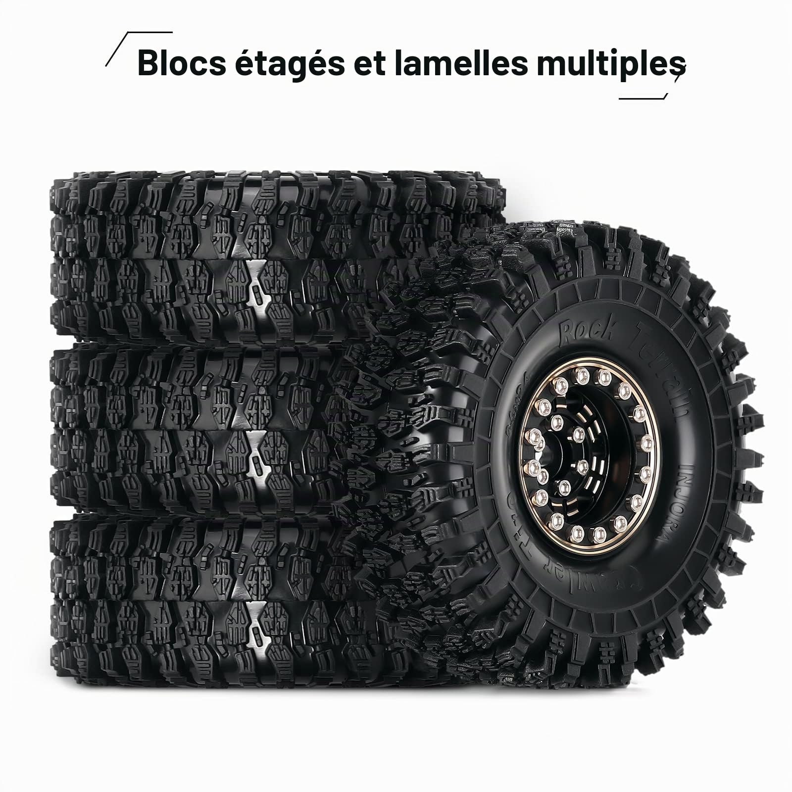 INJORA 1.0 RC Pneus Jantes en Laiton Beadlock 4pcs pour 1/18 1/24 RC Crawler Voiture Axial SCX24 FMS FCX24 FCX18 Gladiator Bronco C10 JLU Deadbolt B17 Upgrade (W1005-T1011)