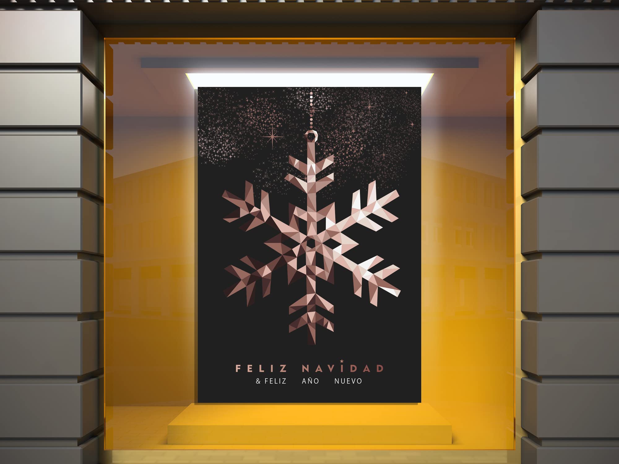 Vinyle adhésif transparent à effet miroir Joyeux Noël et Nouvel An flocon de neige | 140 x 200 cm | Vinyle économique et original | Vinyle fondé de blanc