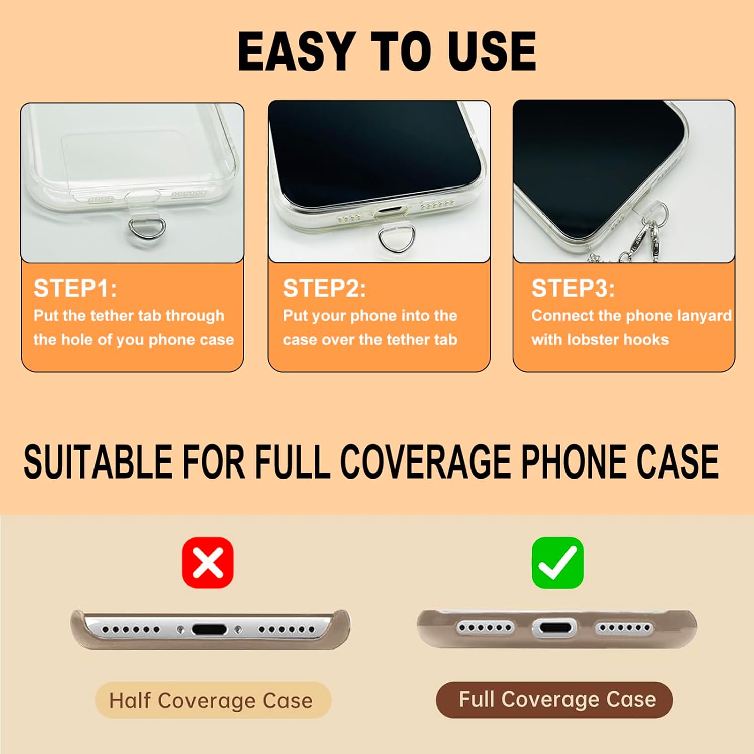 Phone Wrist Strap Metal Phone Chain Wristlet Strap Detachable Cellphone Lanyard Wrist with Tether Tab - Image 4