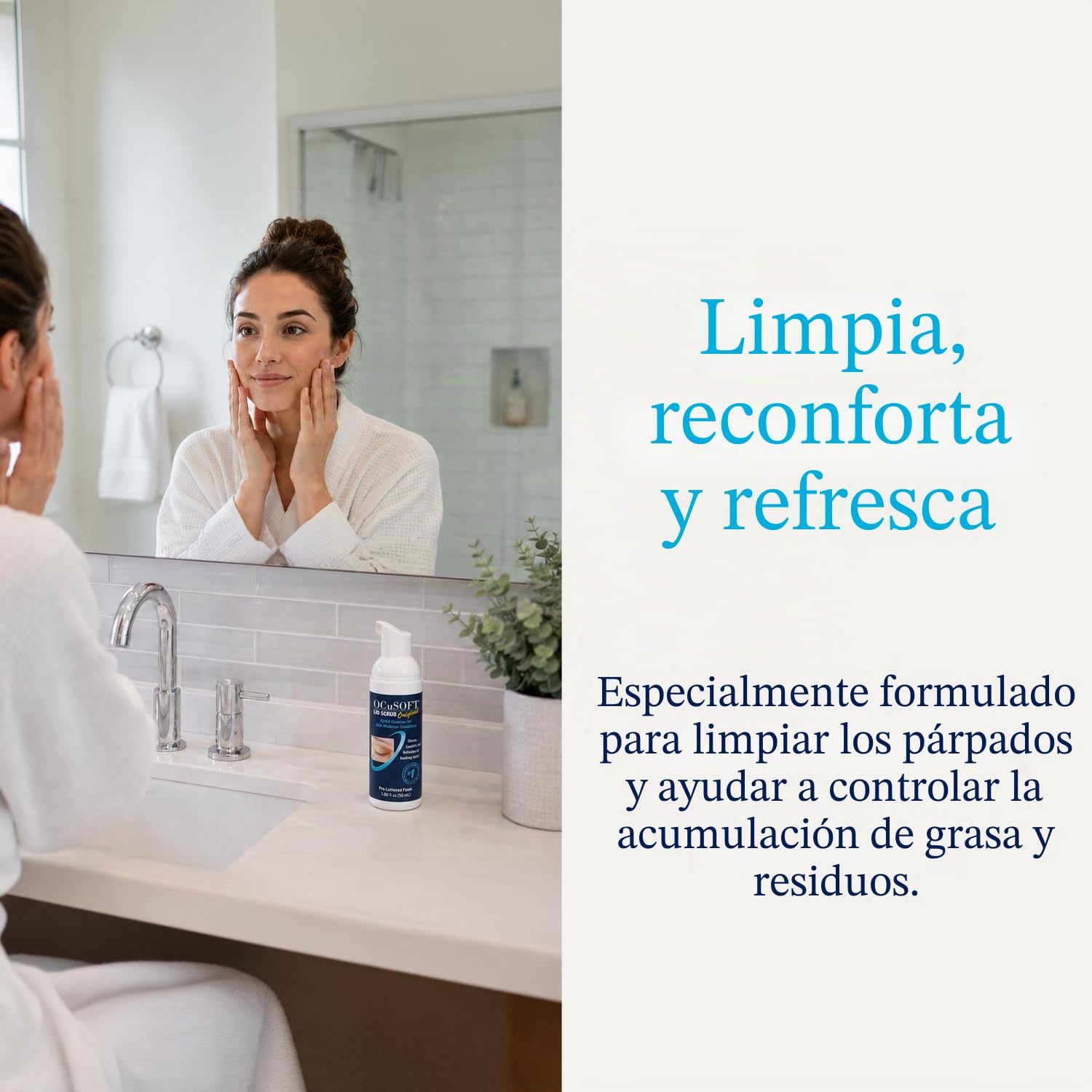 OCuSOFT Lid Scrub Original Compliance Kit – Exfoliante instantáneo para párpados y toallitas sin pelusa – Kit diario de párpados para eliminar aceite, polvo, polen y maquillaje de ojos – 1.6 onzas | Bomba de espuma de 50 ml, 100 almohadillas secas sin pel