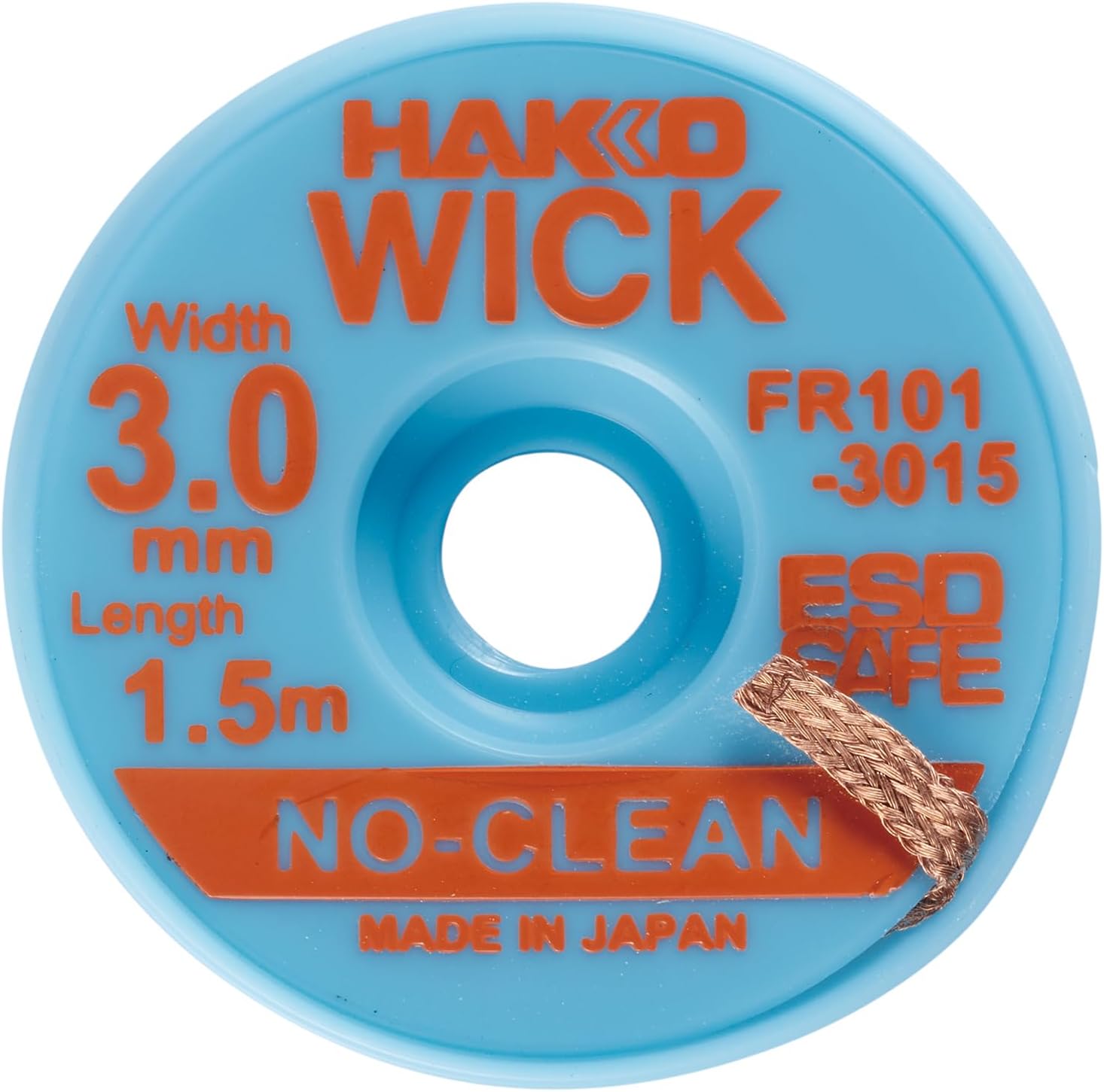 Hakko FR101-3015-J Solder Suction Wire Wick, No Clean, 0.1 in x 4.9 ft (3 mm x 1.5 m)