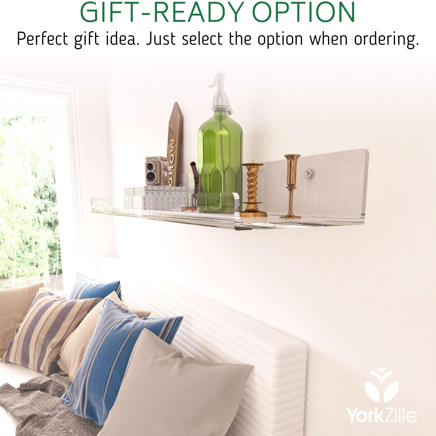 Premium Clear Acrylic Shelves Wall Mounted 15 Inch (4 Pack