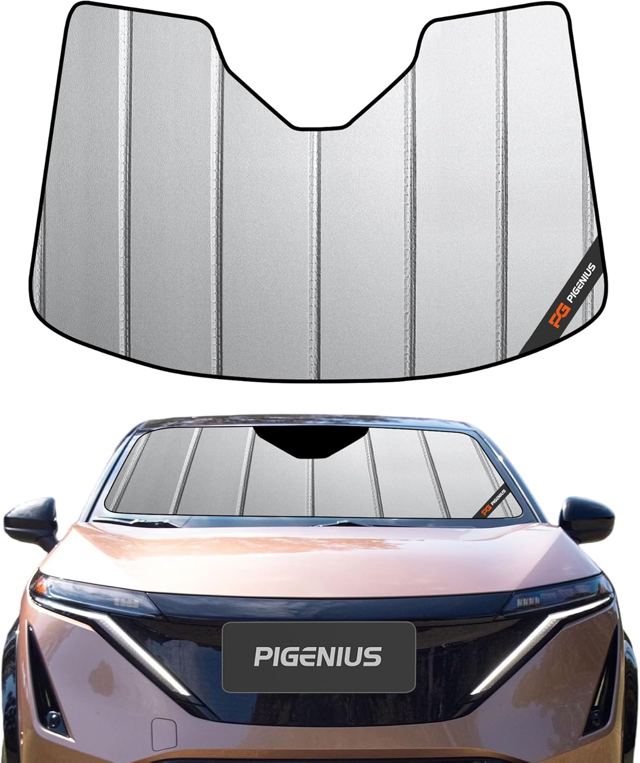 Windshield Sun Shade for Nissan Ariya 2023-2024,Thicken Front Windshield Sunshade for Summer,6 Layers Sun Shield,Accordion Fold gray for Ariya 2023-2024 ( incomplete )