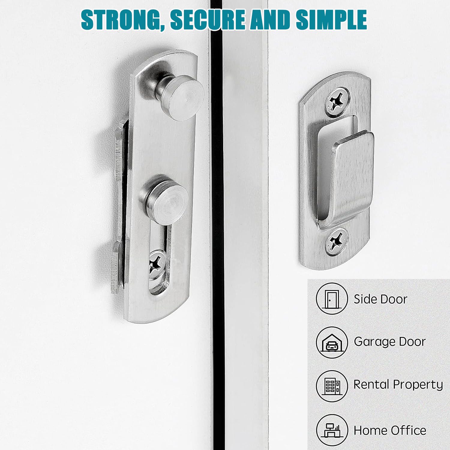 ZiYuya Flip Sliding Barn Door Lock, Stainless Steel Gate Latch Door Bolt Buckle - Image 4