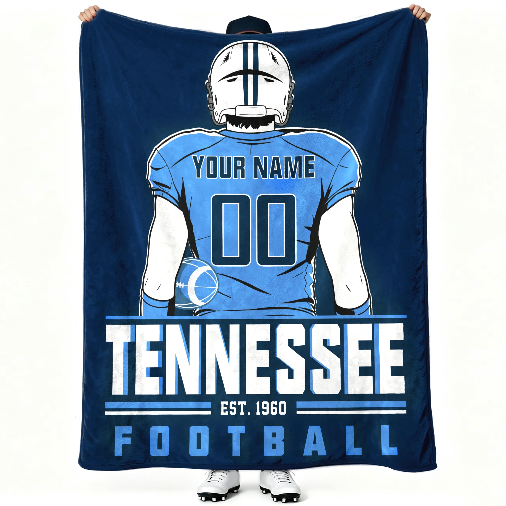 Tennessee Throw Blanket Personalized Name and Number Gifts for Men Women Kids Flannel Tapestry