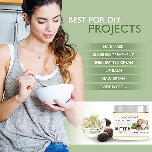 Miniatura 8 de It's Pure Natural - La primera manteca de karité africana cruda "desgomada" del mundo (64 onzas)  Mantequilla corporal 100% pura y natural para piel