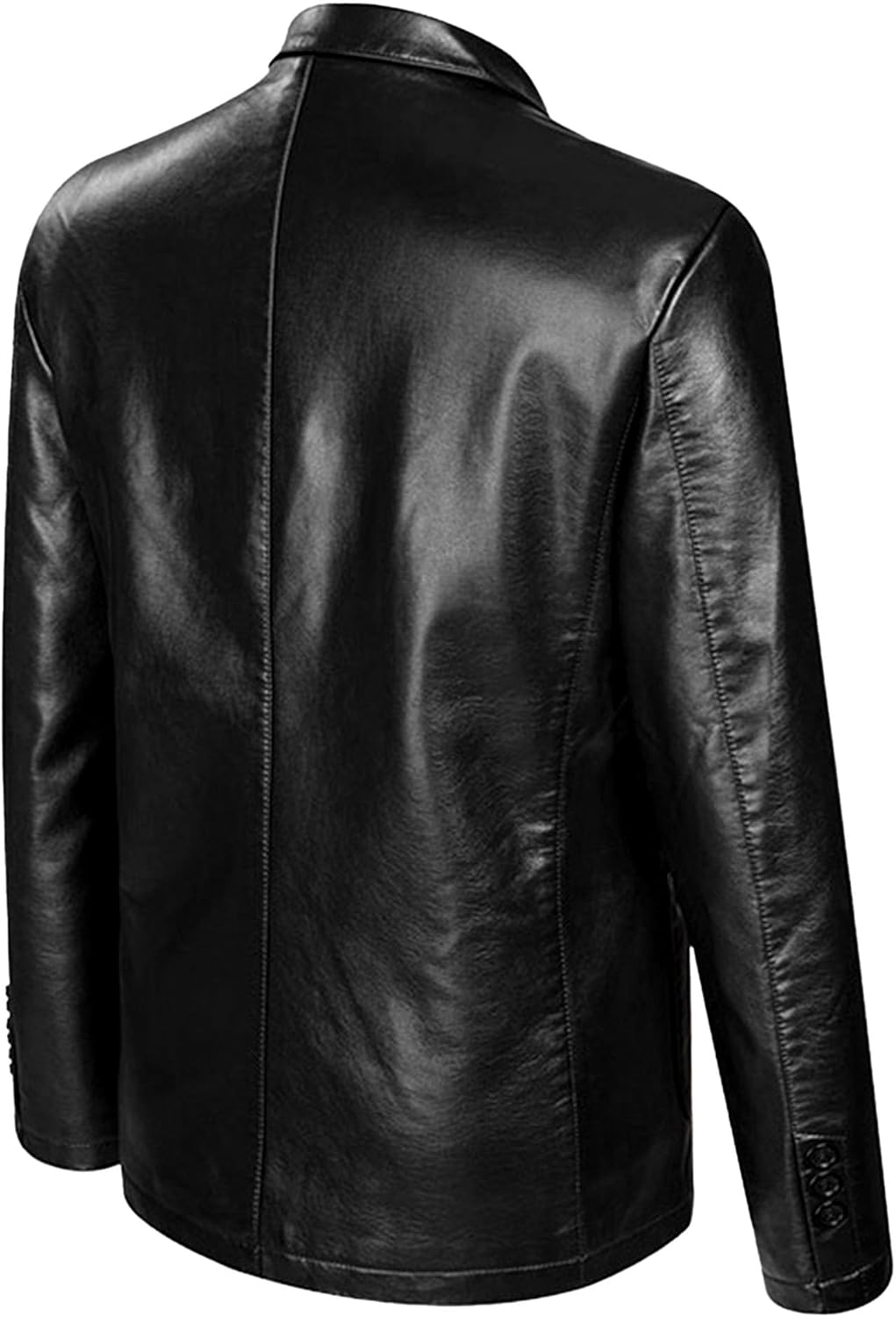 JEsilunmaMY Mens Plus Size Leather Blazer Jacket Two Button Casual Loose Sport Coats Solid Color Motorcycle Suit Jacket
