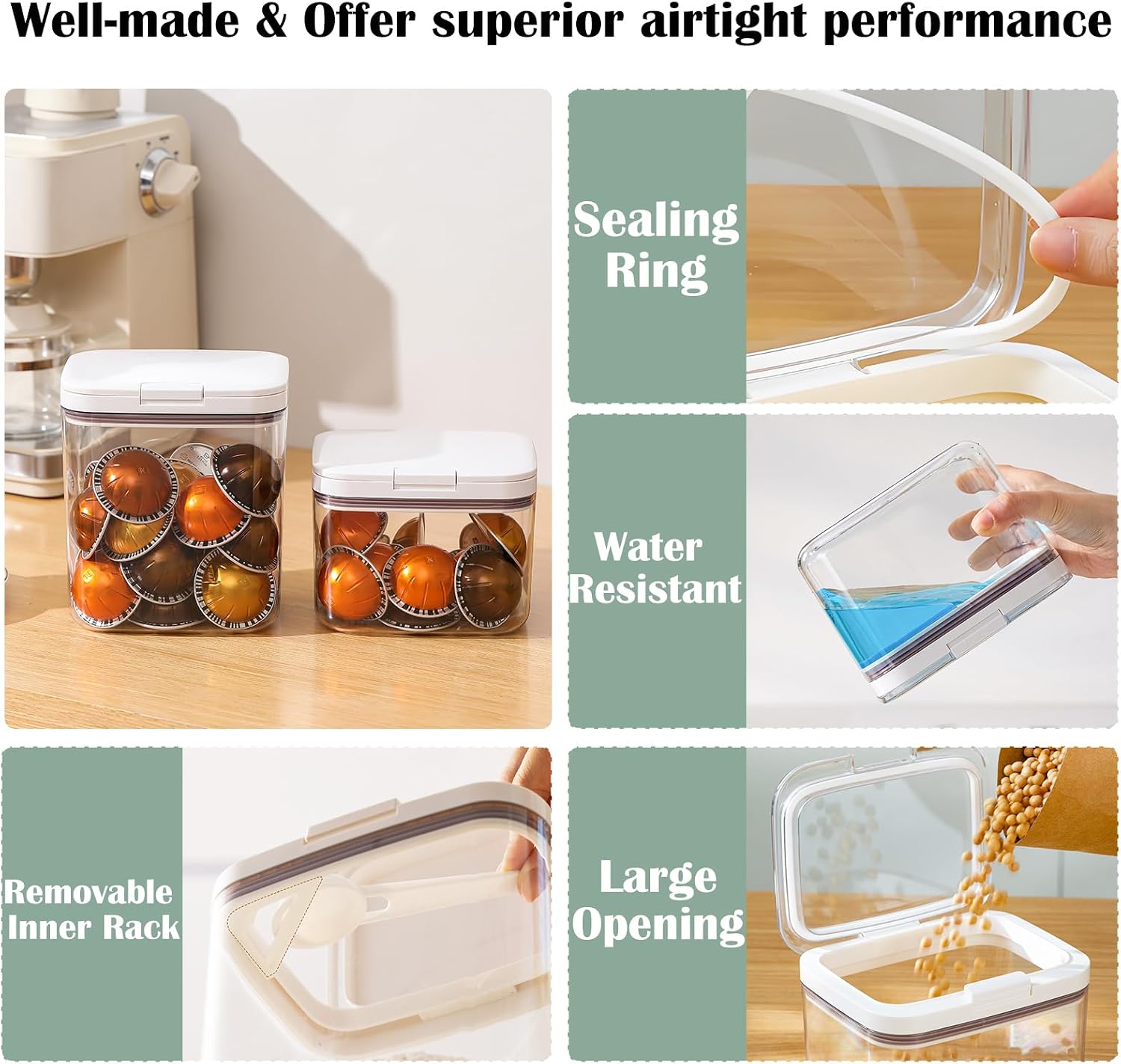 Airtight Coffee Pod Holder for Nespresso Vertuo Pod K Cup, w/ Pop-up Lid