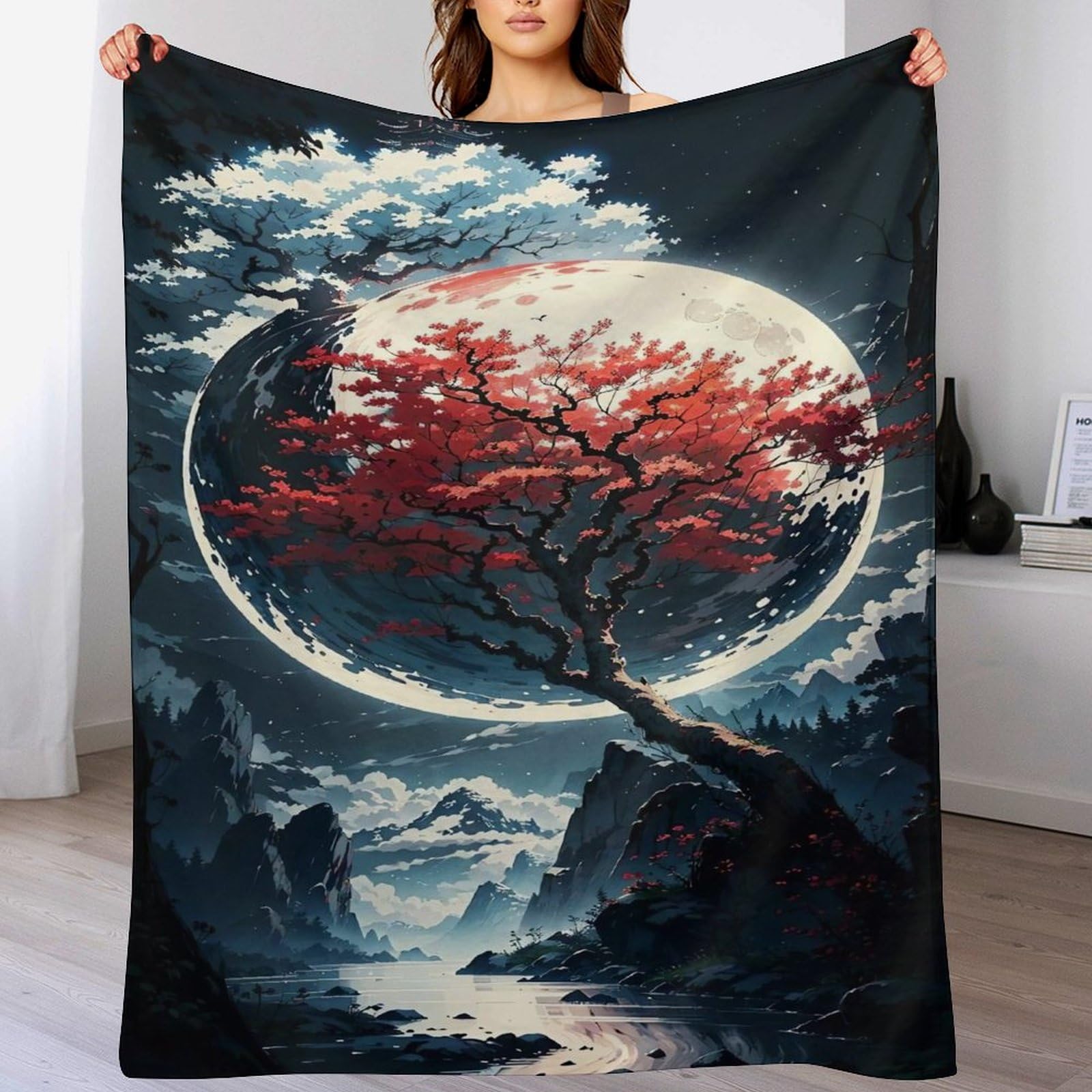 Couverture polaire cerisier flanelle chaude drap de lit 150x200