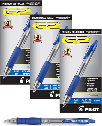 Pilot G2 - Bolígrafos retráctiles de tinta de gel ultra finos (paquete de 36, azul)