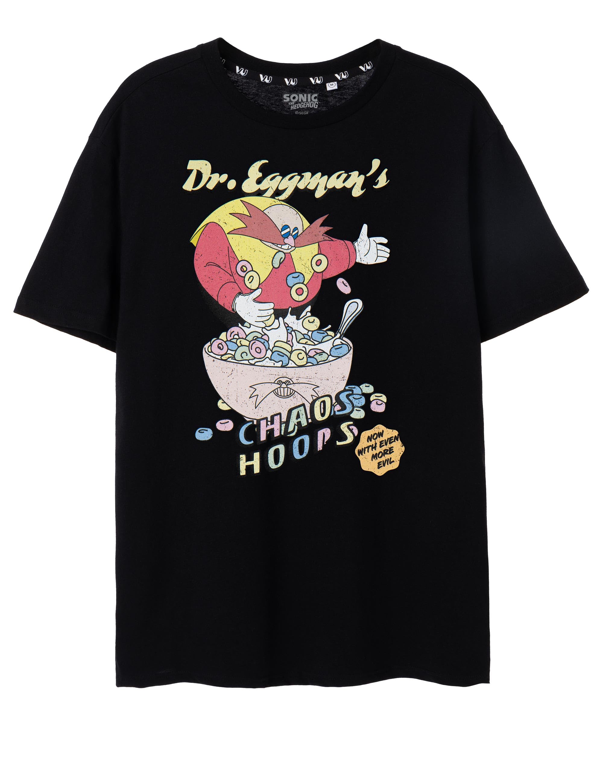 Sonic The Hedgehog Camiseta Negra De Manga Corta Para Hombre | Diseño Eggman Robotics Corp | Auténtica Mercancía De Regalo De Sonic, Negro