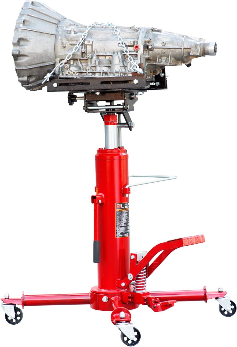 BIG RED TRA4055 Torin Hydraulic Garage/Shop Telescoping Transmission Floor Jack with Foot Pedal Pump and Release: 1/2 Ton (1,000 lb) Capacity, Red