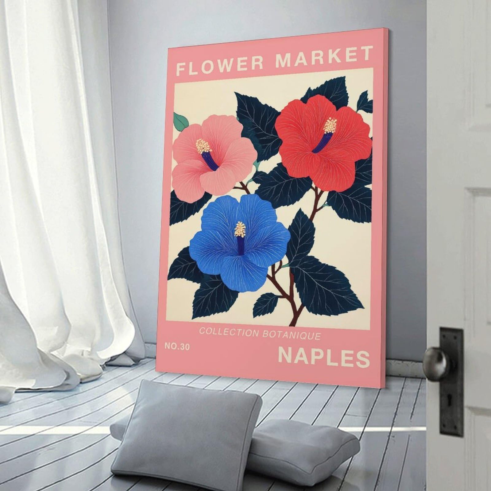 Junmoney Naples Flower Market Poster Decorative Wall Artwork, 08x12inch(20x30cm), for Home Lounge, Bedroom Or Reading Nook, Eye Catching Artwork for Blank Walls