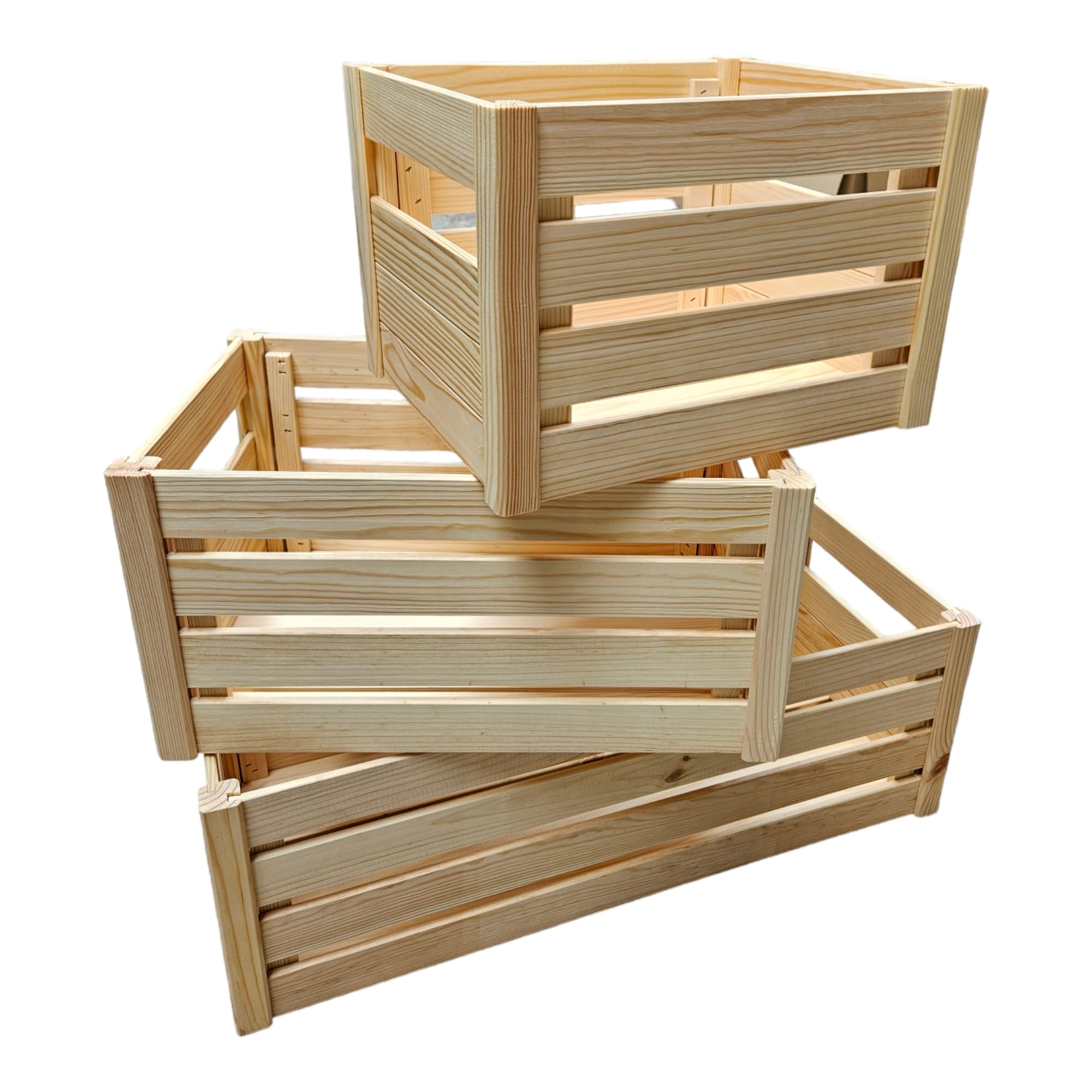 Teramico Scatole in legno vintage 40 x 30 x 25 cm fiammate set