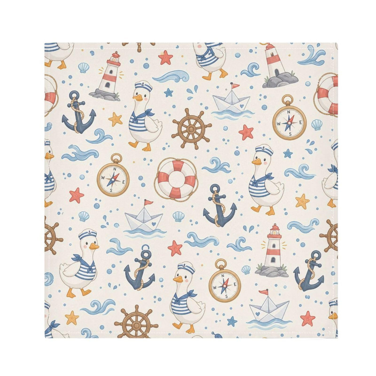 Ttgoth Anchors Cloth Napkin Set of 6 Washable & Reusable Dinner Napkins for Dining Table, Banquets, Wedding, Party, 50x50 cm
