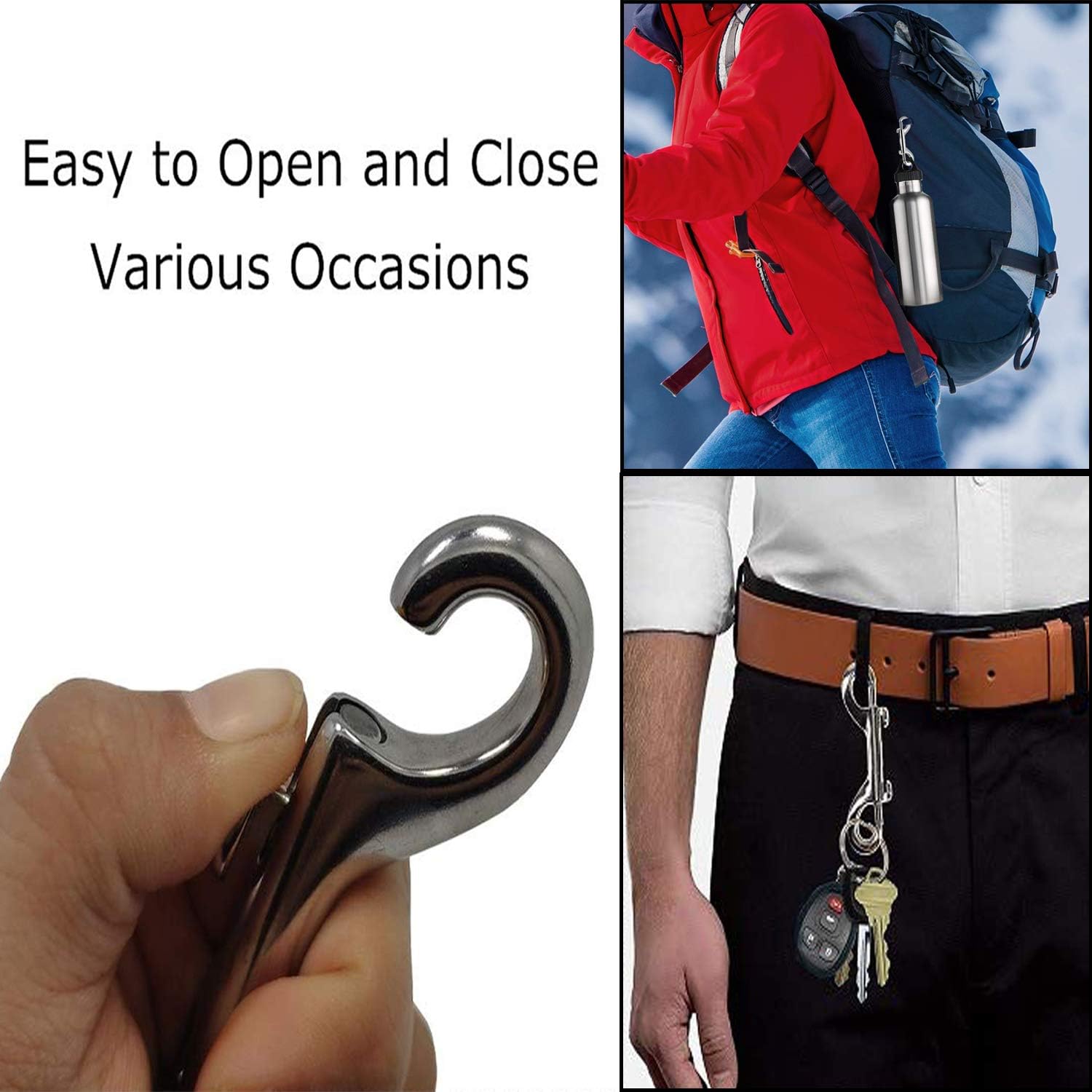 6 Pack Double Ended Bolt Snaps Hook,Zinc Alloy Hook Metal Clips for Dog Leash,Key Chain,Horse Tack,Pet Feed Buckets,Garage Use, Nickel Plated, Nickel Plated,Silver