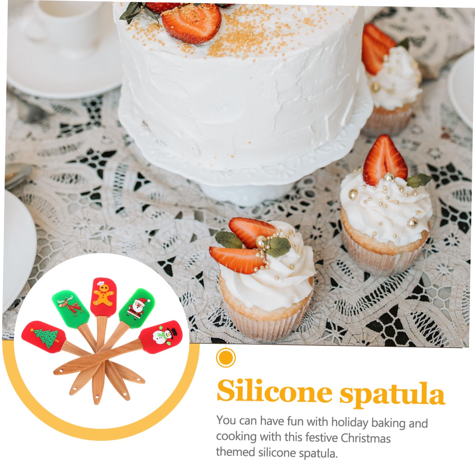 5 Pièces Spatule à Crème Bol De Cuisson Et Spatule De Noël De Noël Rouge s De Conception De Outil De Pâtisserie De Grattoir De Mélange D'arbre De Bois