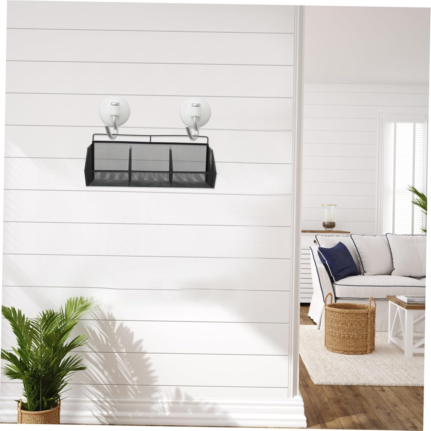 1Set Hanging Metal Wire Organizer Basket with Compartments Stylish Iron Storage for Kitchen Pantry Bathroom and Home Decor and Versatile Wall Mounted Bin