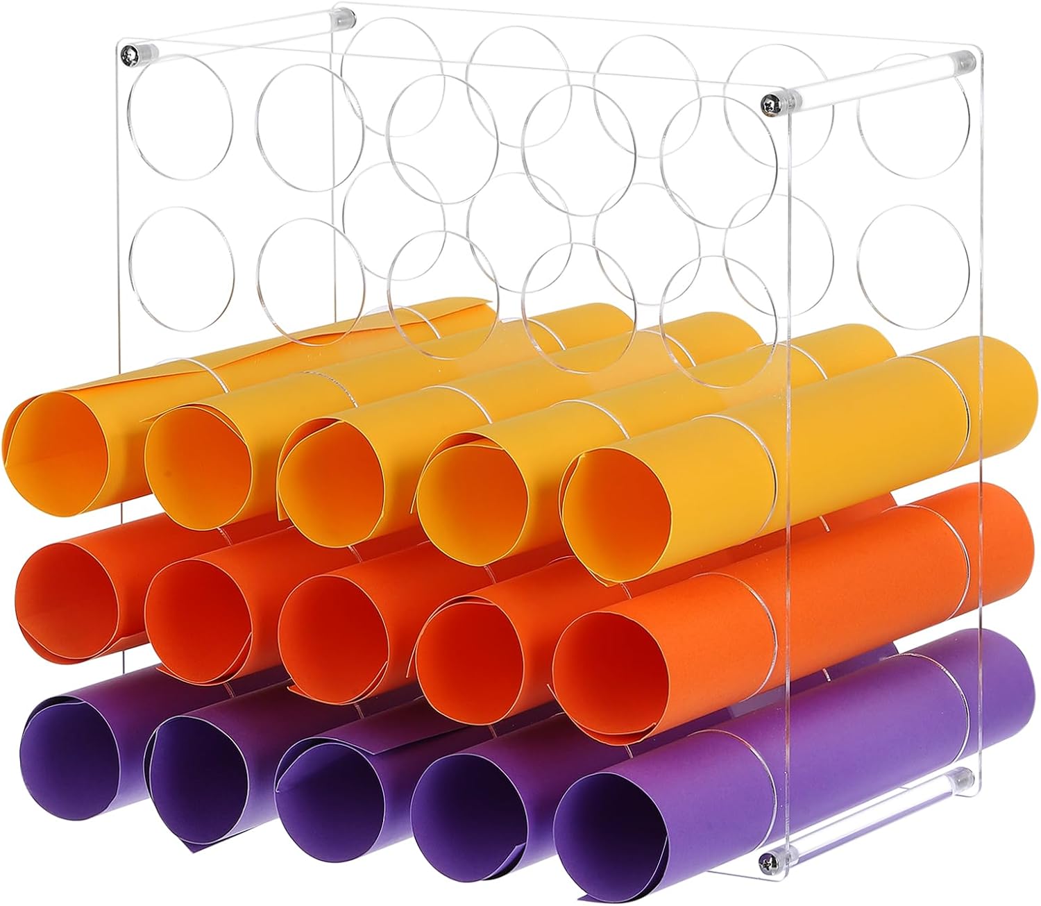 PATIKIL 2Pack Vinyl Roll Storage Rack, 25 Holes | Aperture 1.97 Inch Vinyl Roll Holders Art Supply Storage Organizer for Office Home Craft Room, Transparent