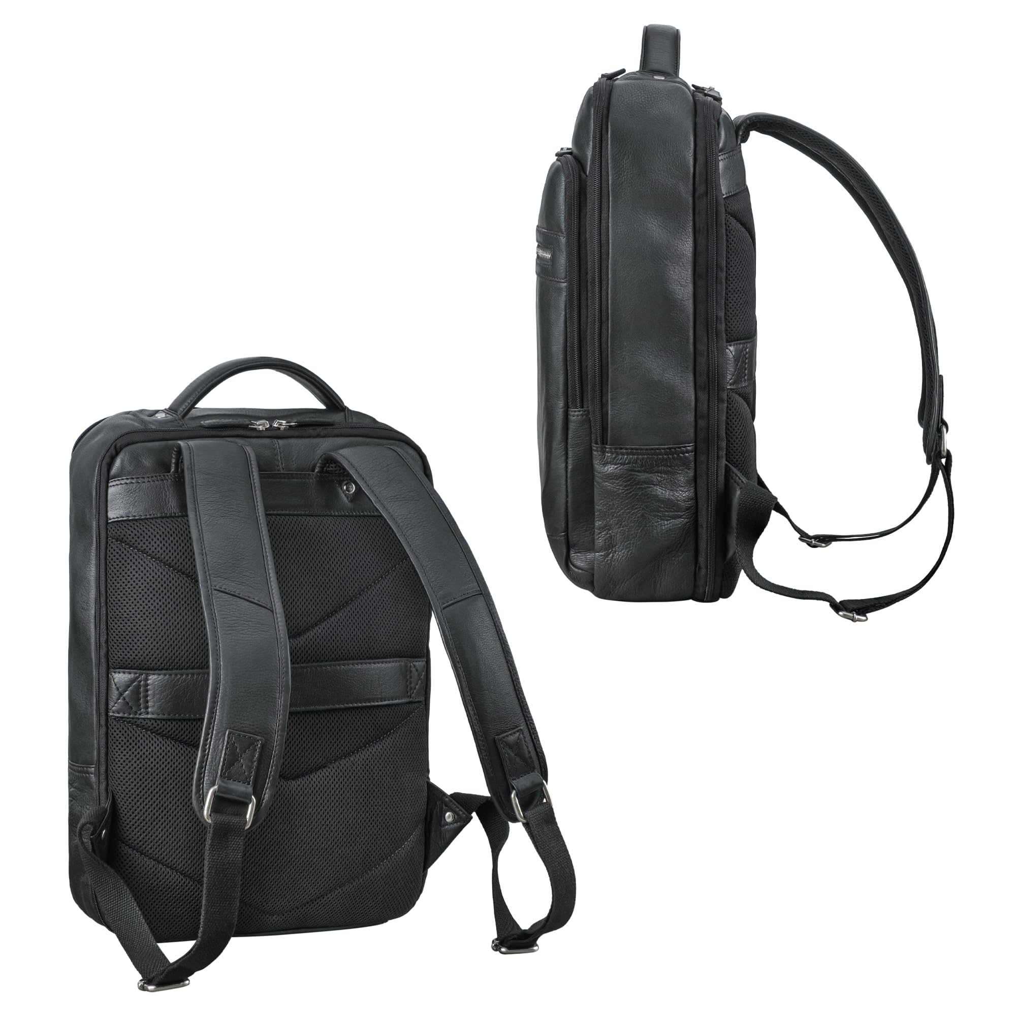 STILORD "Banks" Skórzany Plecak na Laptopa 15,6 Cala Duży Plecak Biznesowy Laptop Backpack do Pracy Uniwersytet Podróży Plecak z Prawdziwej Skóry Kolor:czarny