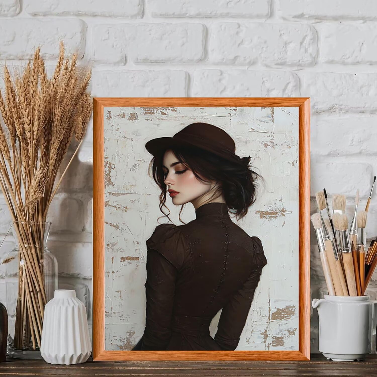 Donna con cappello Dipingere con i Numeri per Adulti, 70x90cm a-128 | Paint by Numbers Kit con Pennelli e Acrilico Pigmento, Fai da te Olio La Pittura di Numeri Kit, Decora la Casa, senza Cornice