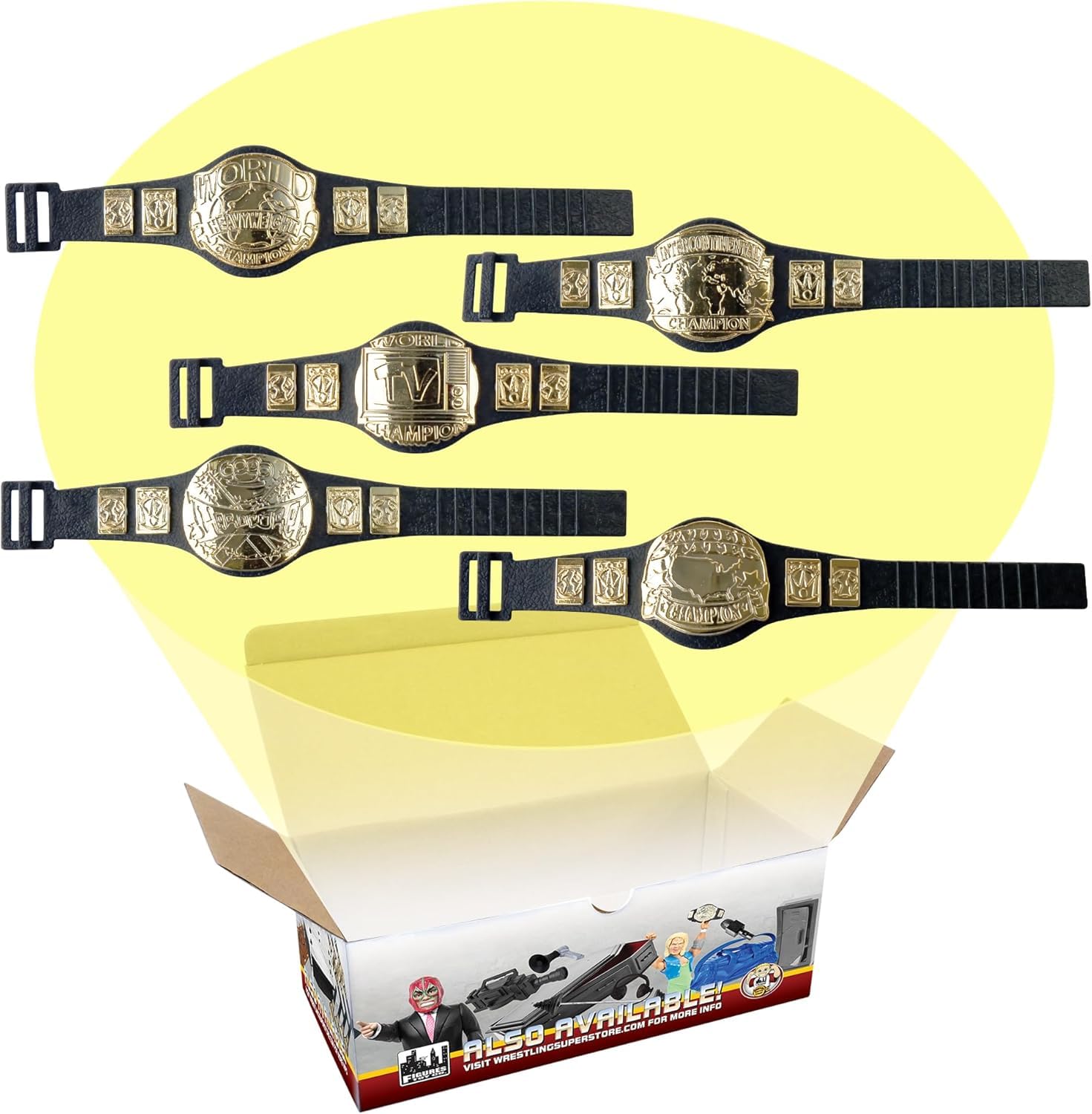 Set of 5 Wrestling Figure Championship Belts For Wrestling Action Figures
