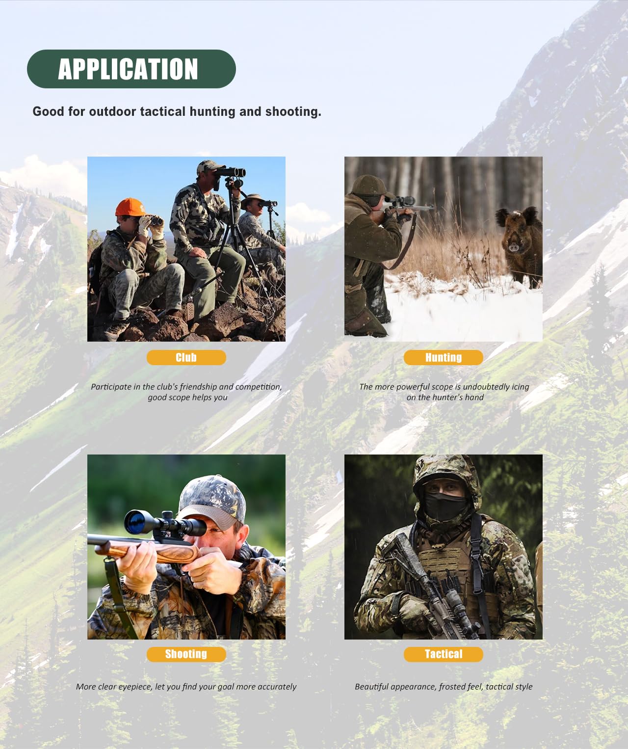 SPINA OPTICS Lunette de Visée 1.2-6x24 IR avec Reticule Lumineux, Lunettes de Tir Premier Plan Focal Applicable à la Chasse/Airsoft