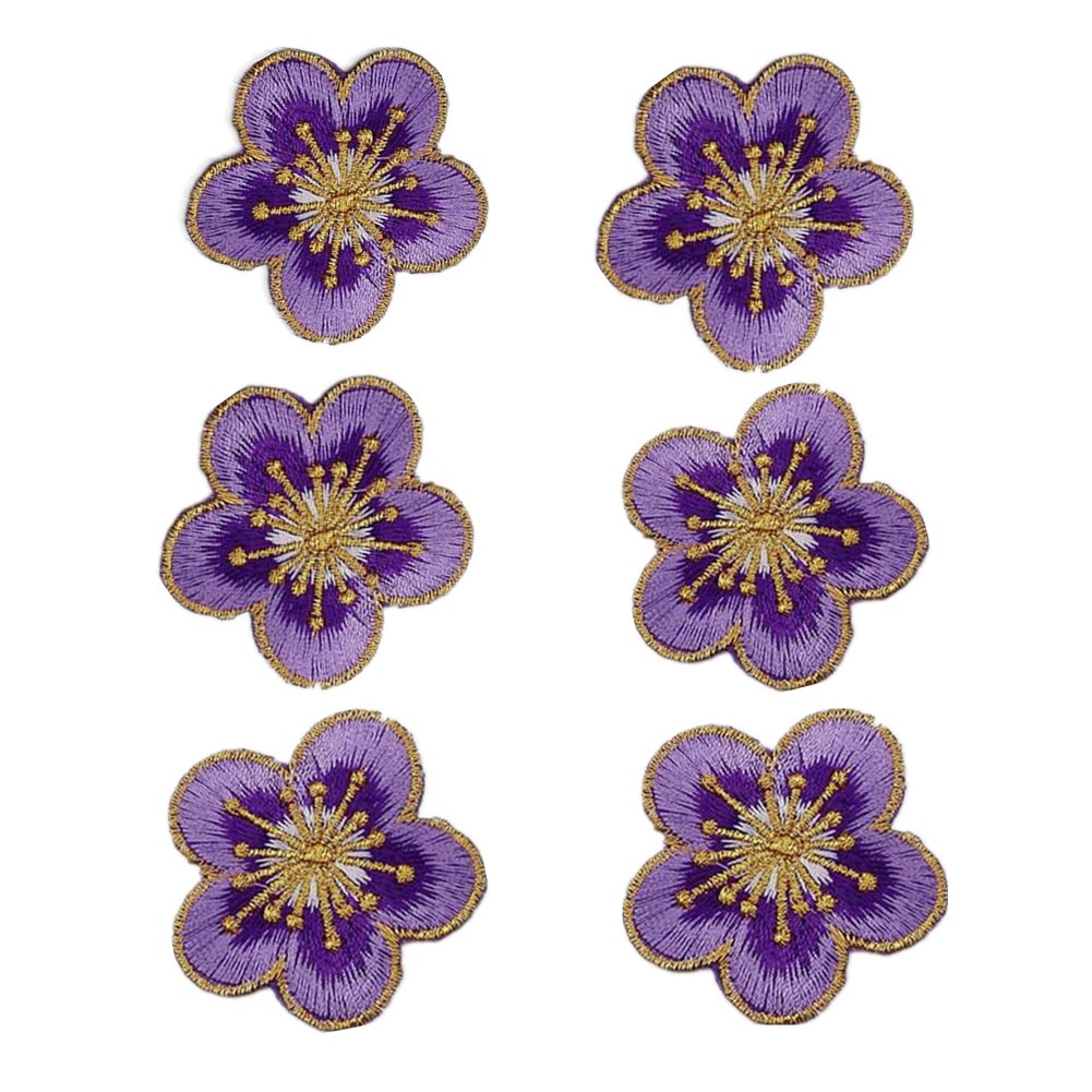 Apliques para ropa, 6 parches decorativos de flores con diseño ciruela pequeña for planchar(Purple)
