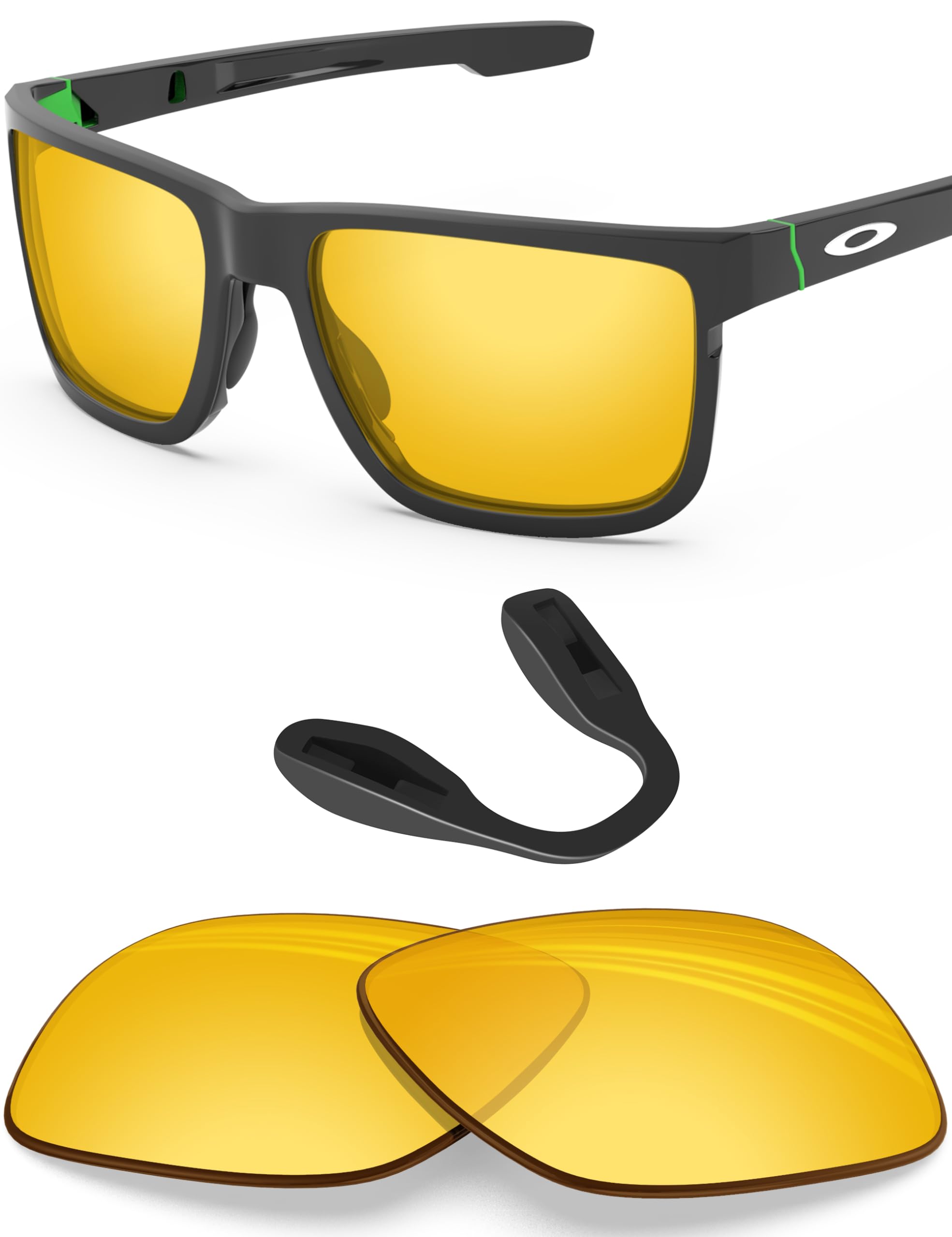 Blazerbuck Men's High Intensity Yellow Anti-Salt Replacet Lenses & Nose Piecess For Oakley Crossrange Oo9361 Sunglasses