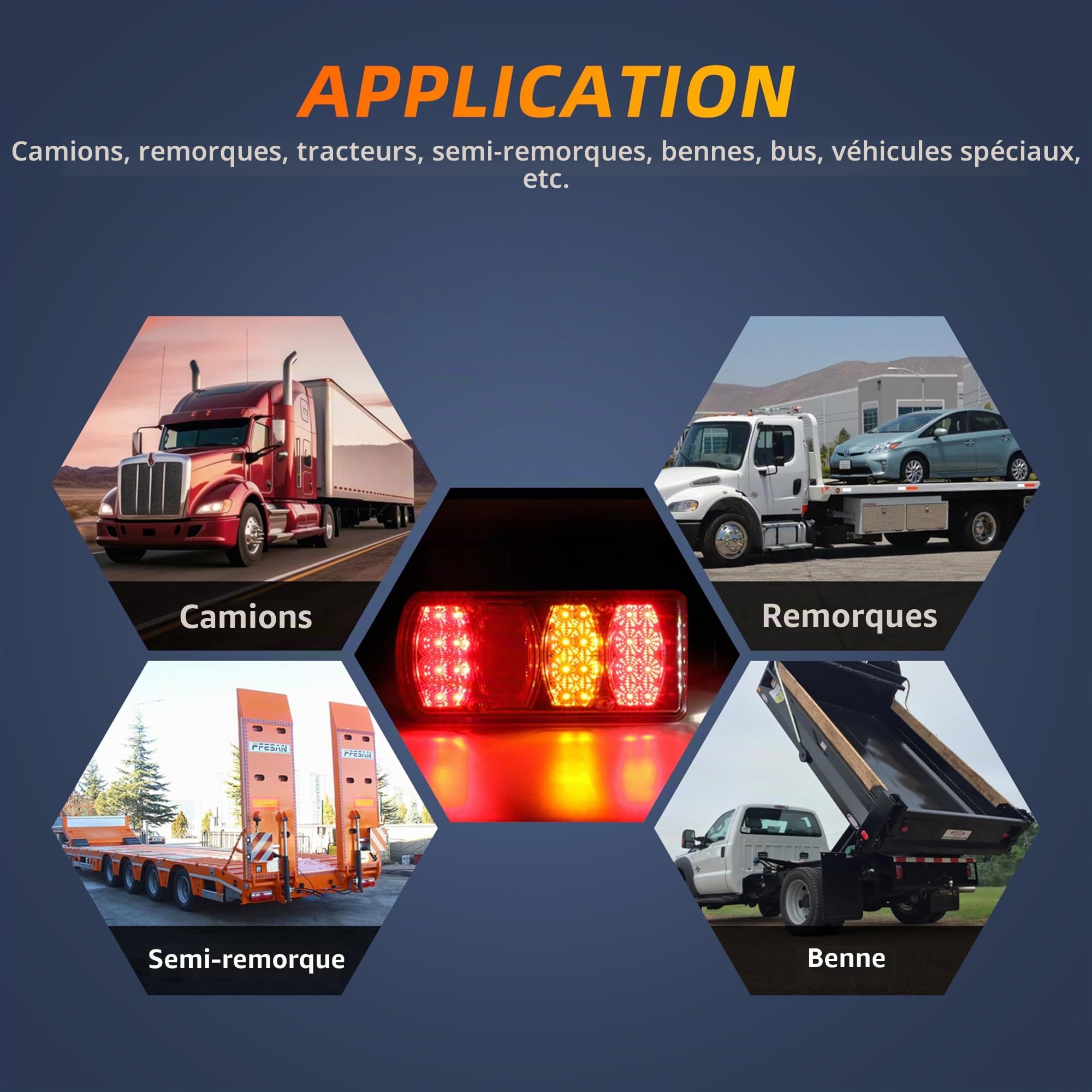 LED Feux Arrière x pour Remorque Kit, Connecteur Étanche 13 Broches 5,5 m avec Résistance Intégrée, 12V/24V Homologation E – pour Remorques, Camions, Caravanes