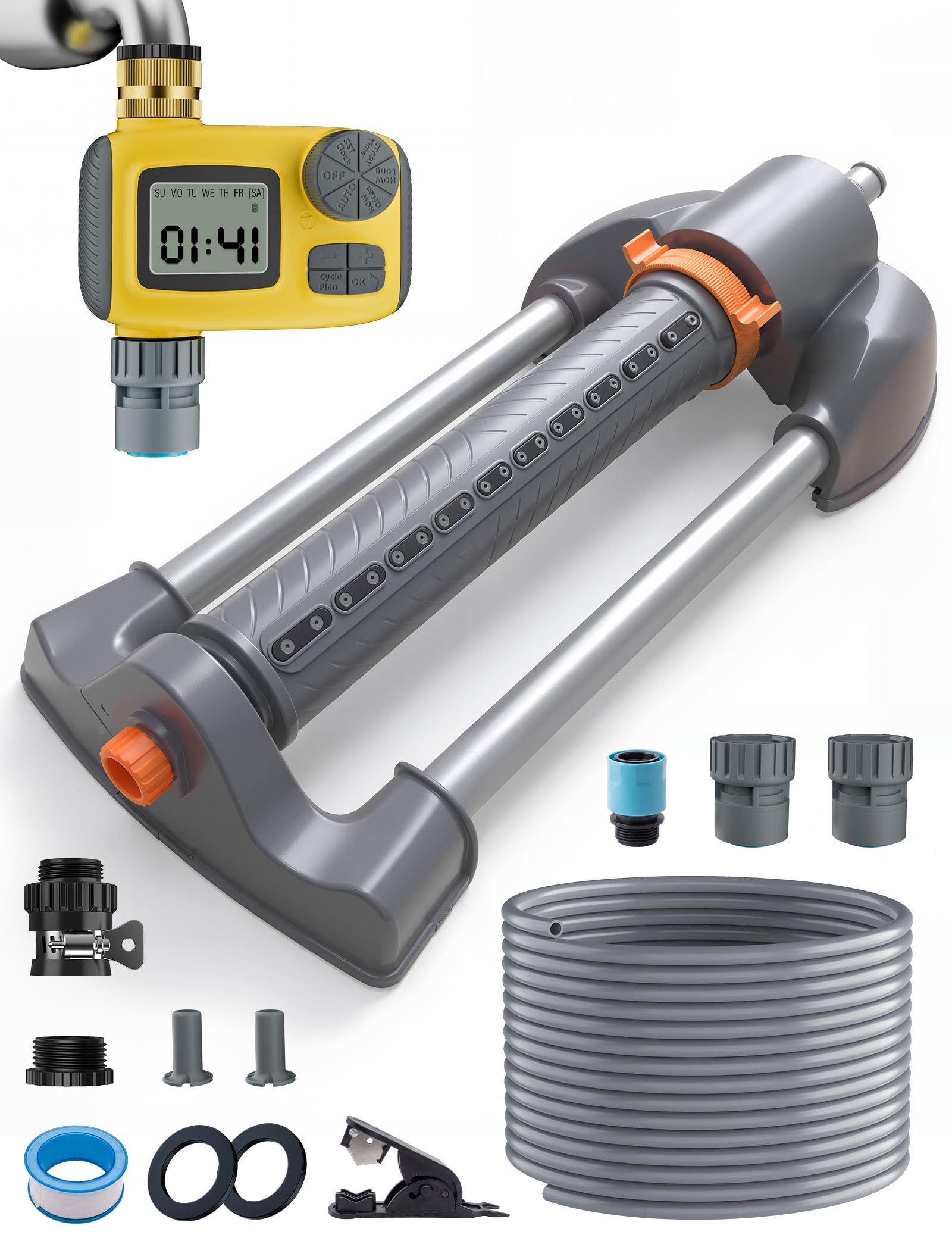 Arroseur Oscillant Programmateur Arrosage 10m Hose 3 en 1 Kit