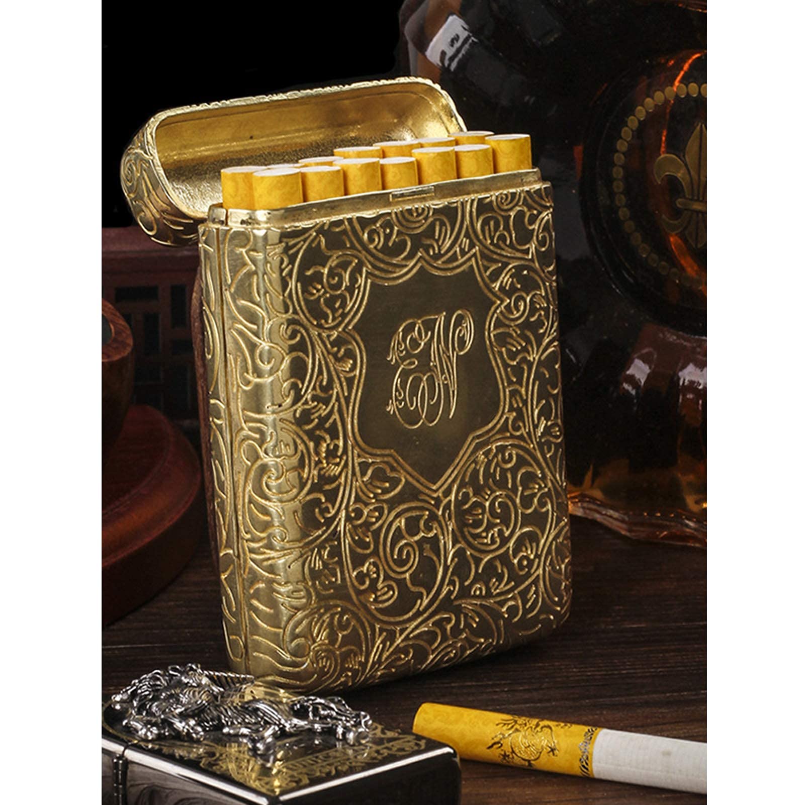 Amazon.com: Metal Vintage Cigarette Case, Tri Fold Design PB Cigarette Box  for Hold 16 84Mm Cigarettes, Classic Metal Double-Sided Cigarette Case for  Women Men,A : Health & Household