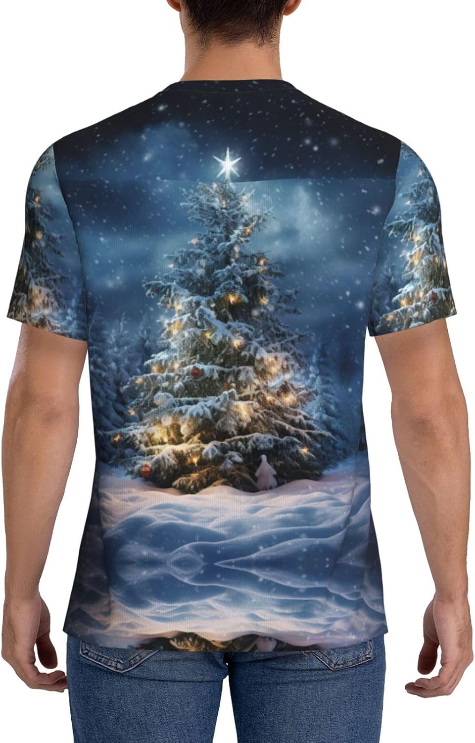 Christmas Tree Snow Rugby Football Jersey for Men, Comfortable V-Neck Loose Fit Top for Team Sports Athletics