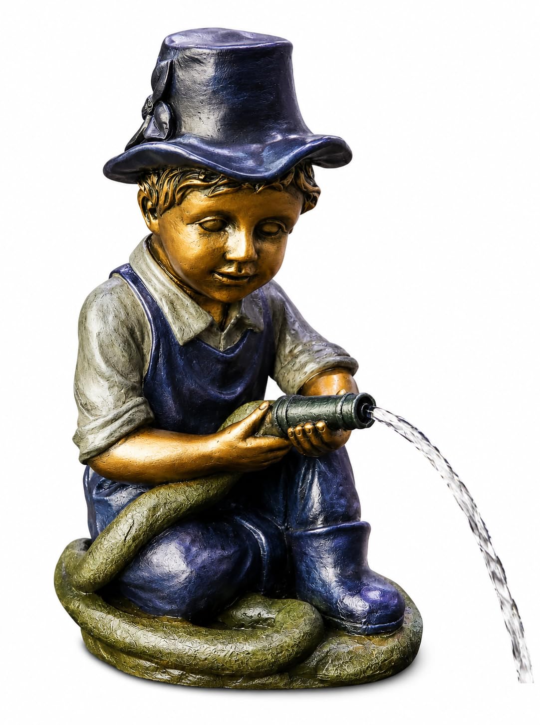 Bermuda Garden Pond Decor Spitter Boy with Hose Water Feature Ornament Resin