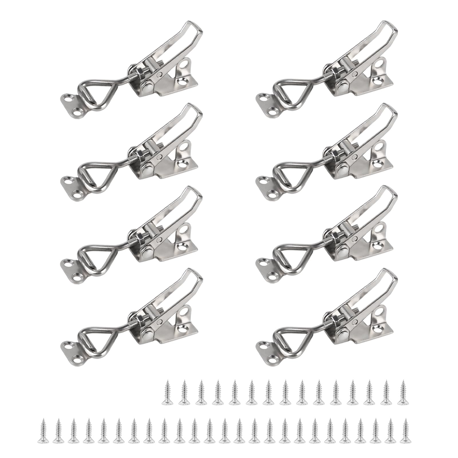 EXLECO 8Pcs Loquet à Bascule Acier Inox Loquet de Serrage Fermeture Capot Fermeture a Levier Capacité de Rétention 100kg 220lbs Menuisier Sauterelles Bascule Pince Réglable pour Armoire Porte
