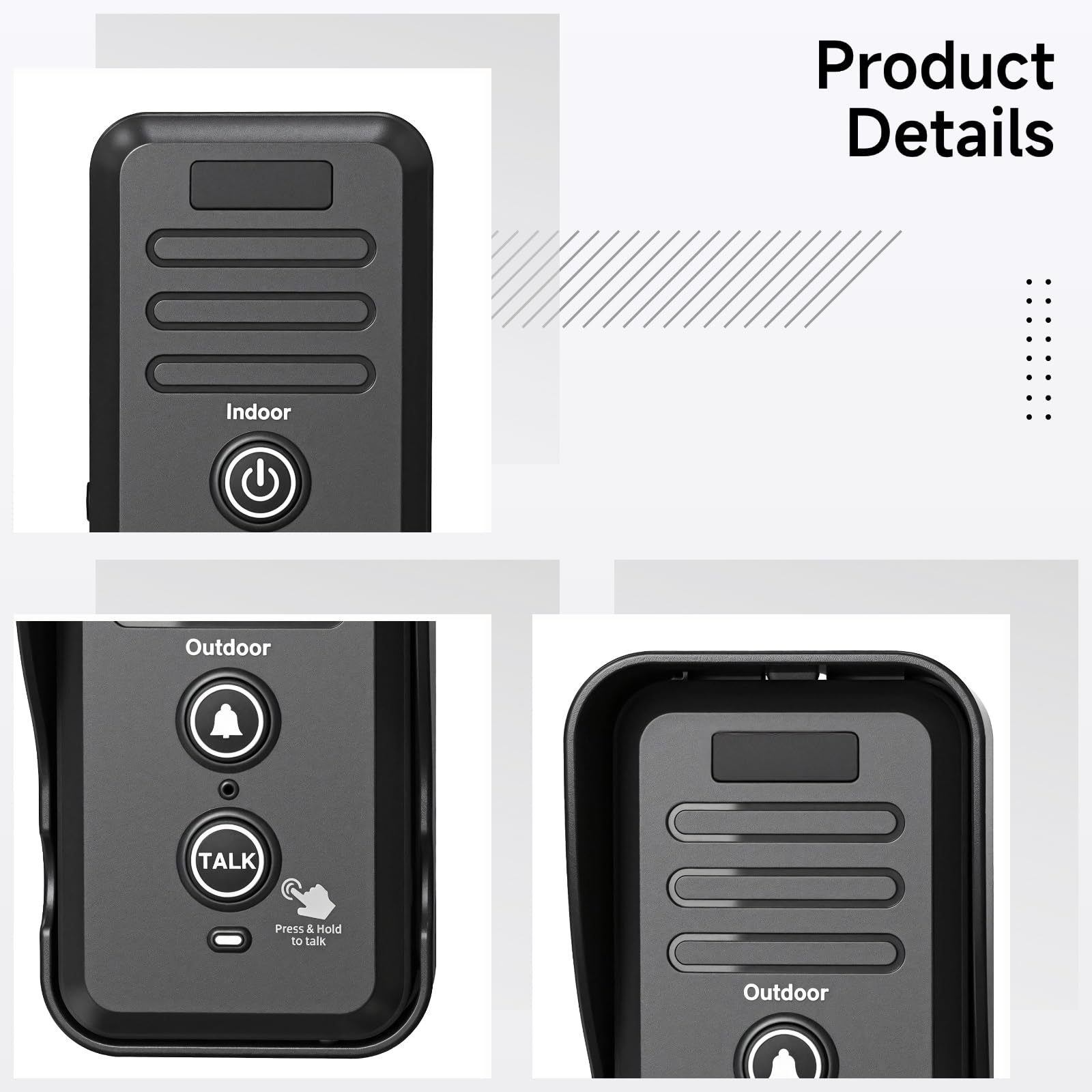 Interphone sans fil, appel ultra longue portée, étanche avec son clair, installation facile, pas de WiFi nécessaire, idéal pour la maison et le bureau, transmission de 1,5 km