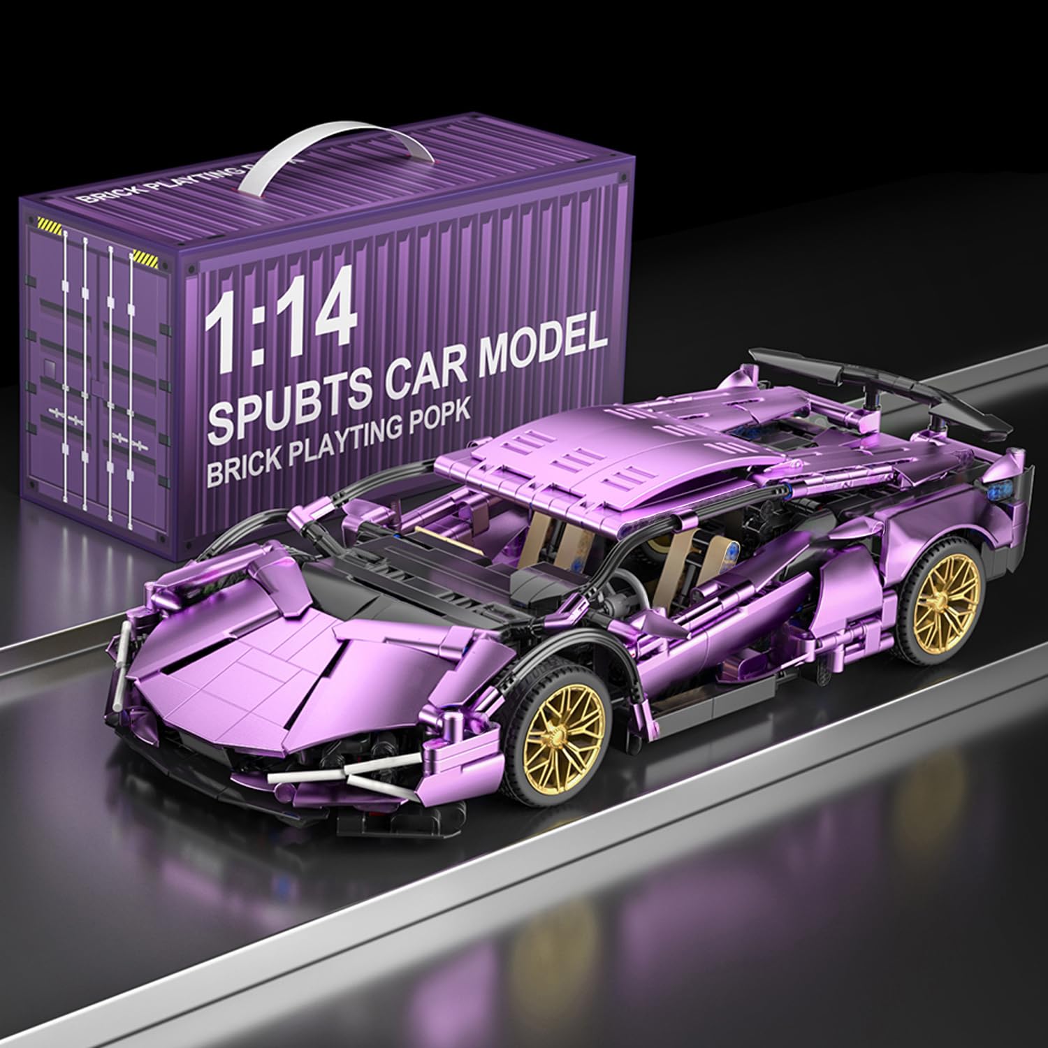 Minxtech Supersportwagen Bausteine Sets, 1280 Teile Technik Sportwagen Modell Bauset Auto Spielzeug, 1:14 Rennwagen Modell Bausteine Bausatz, Kompatibel mit Mainstream Marken - Lila