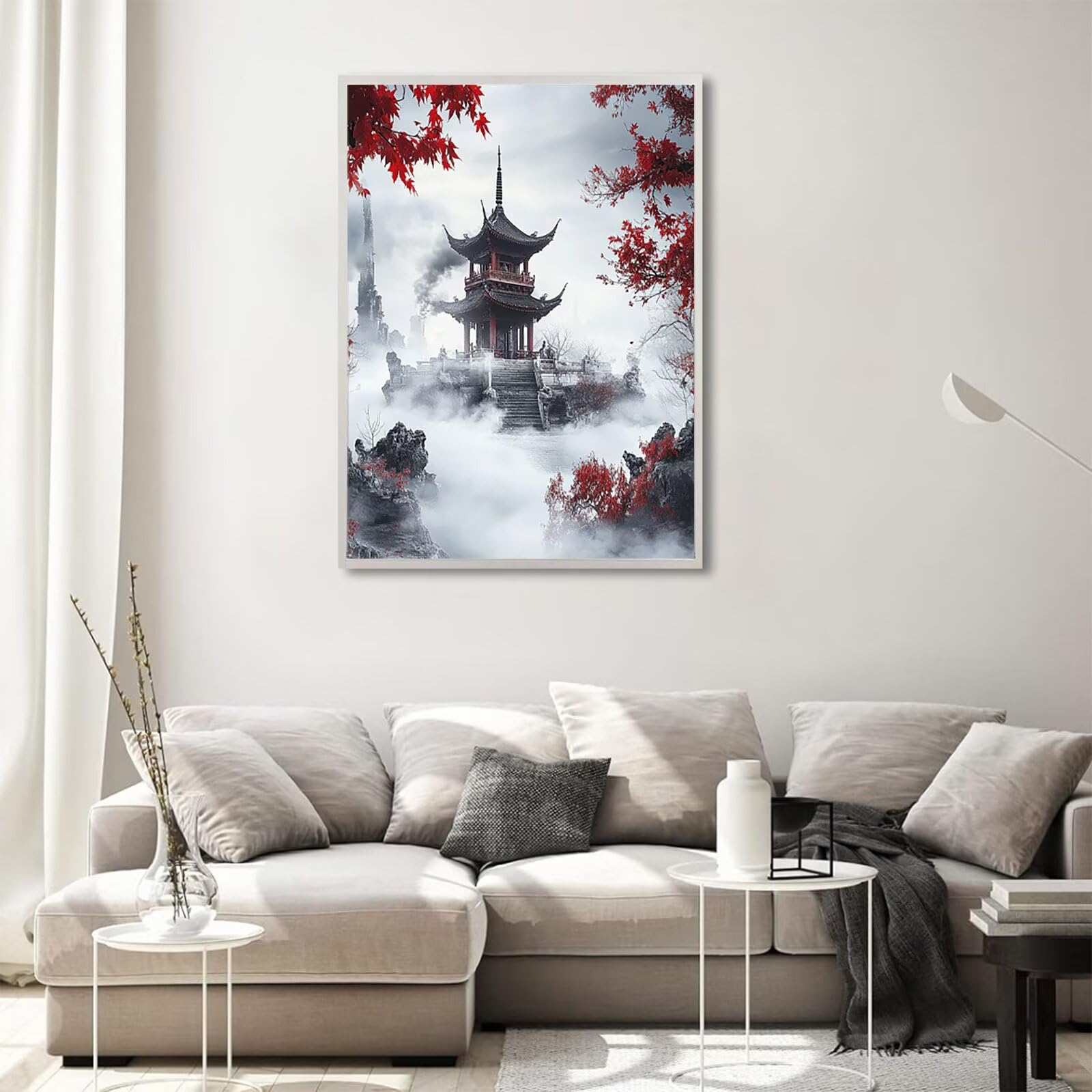 Diamond Painting Erwachsene Japanischer Stil Diamond Painting Landschaft Muster DIY Set Erwachsene Anfänger, Vollbohrer Diamanten Malerei Bastelset für Zimmer Wand Deko Schlafzimmer 70x100cm, Model839