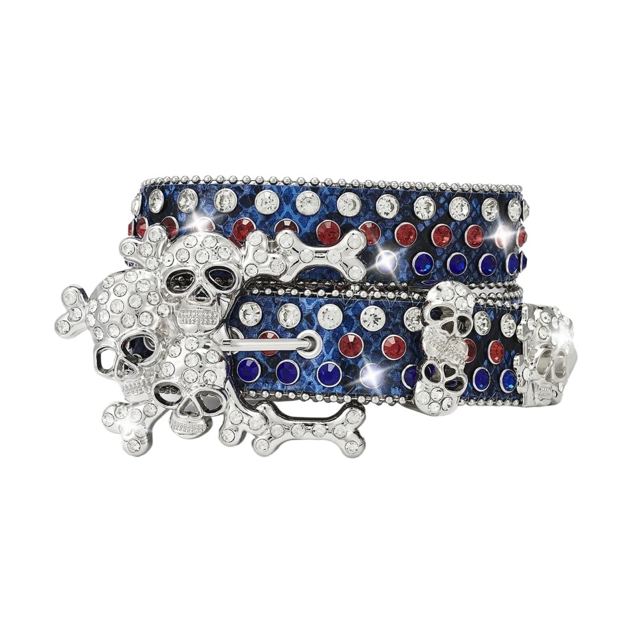 Cintura con fibbia in metallo punk paillettes di lusso marca da donna Decorazione pantaloni jeans strass teschio bling Per Jeans, Vestiti, Pantaloni