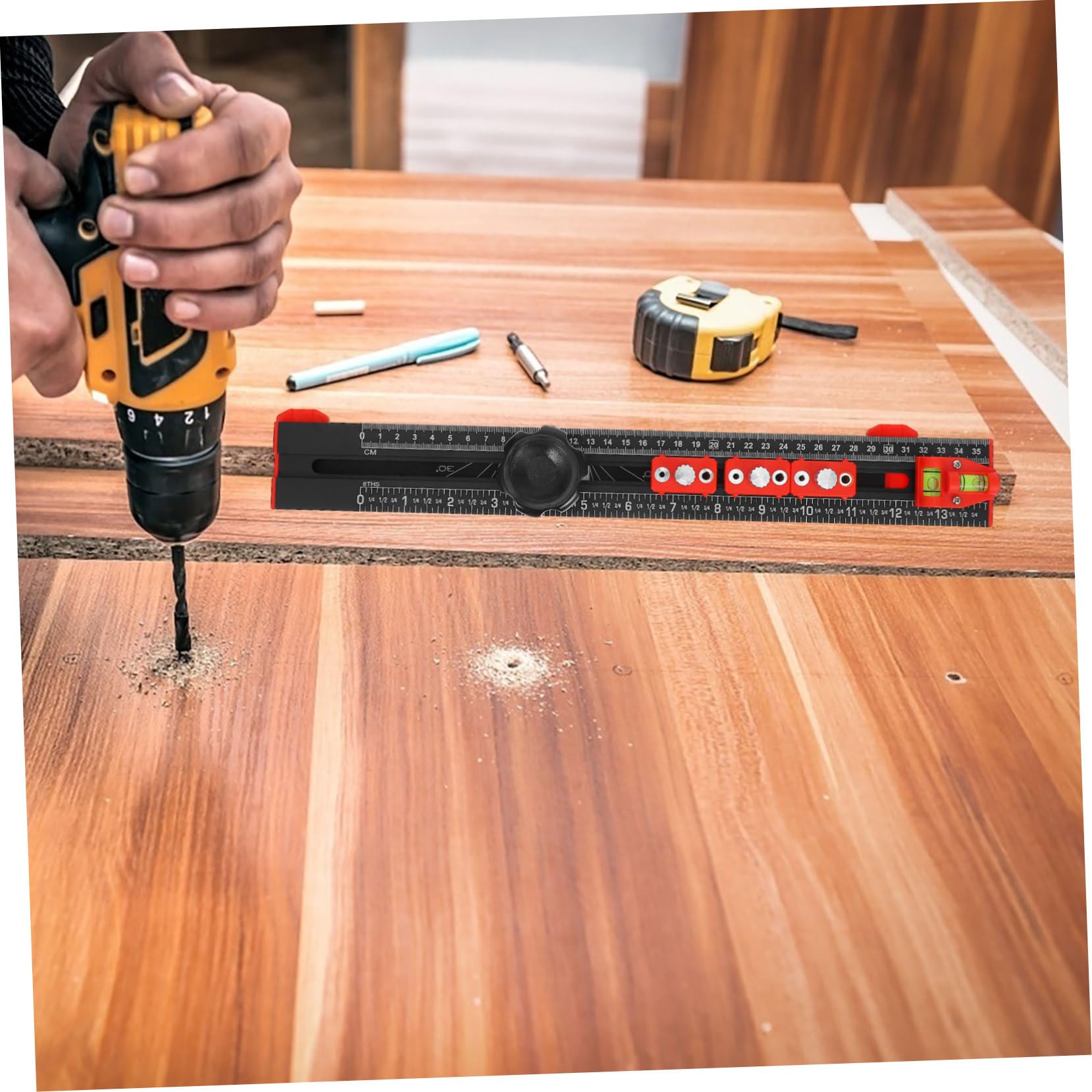 Präzisionslineal Aus Aluminiumlegierung Und Abs Für Holzbearbeitung Kantenlineal Als Werkzeug Für Schrank Und Schubladenmontage