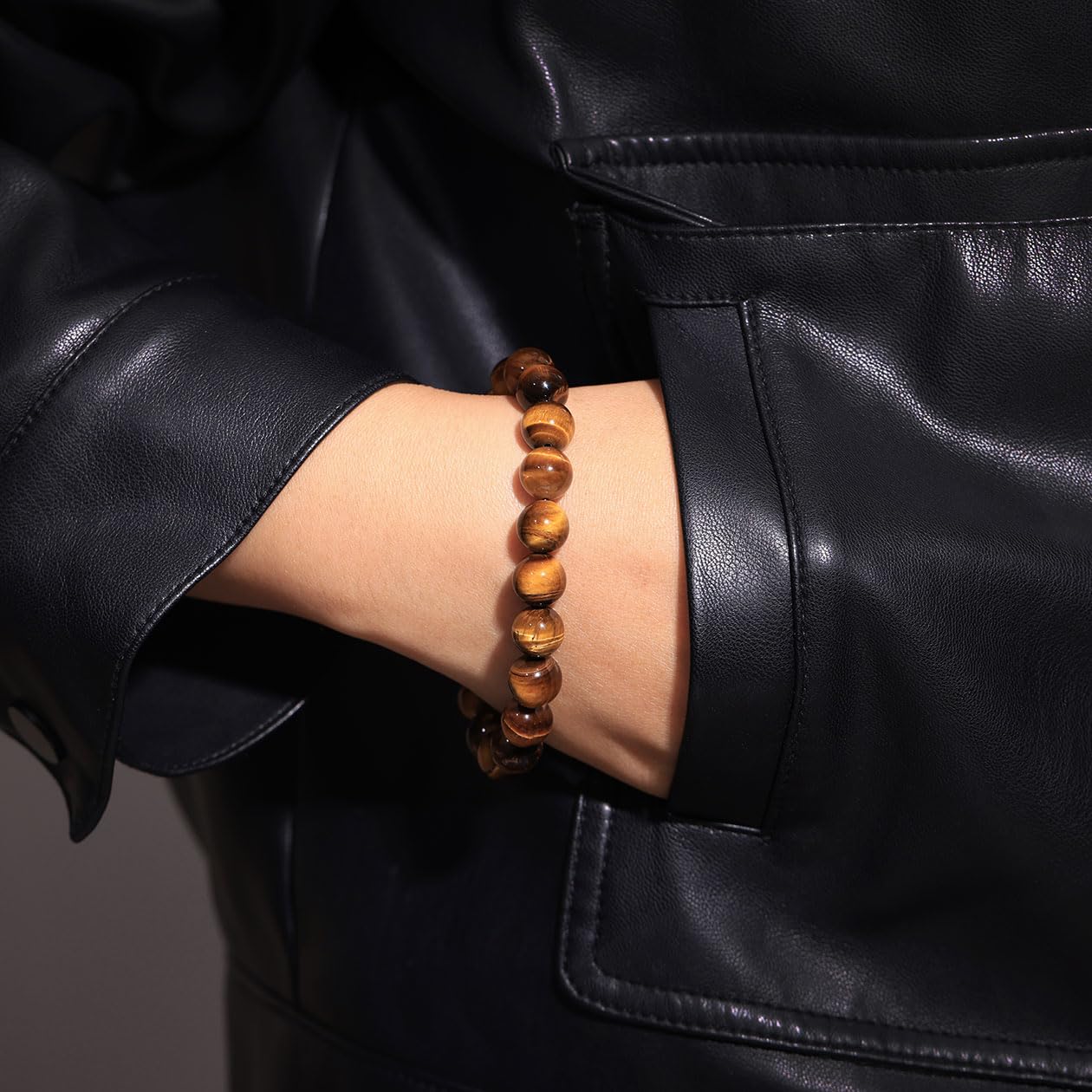 Gem Halbedelstein-Perlenarmbänder, spirituelle Kristalle, Unisex-Stretch-Armbänder für Damen und Herren, 10 mm runde Perlen